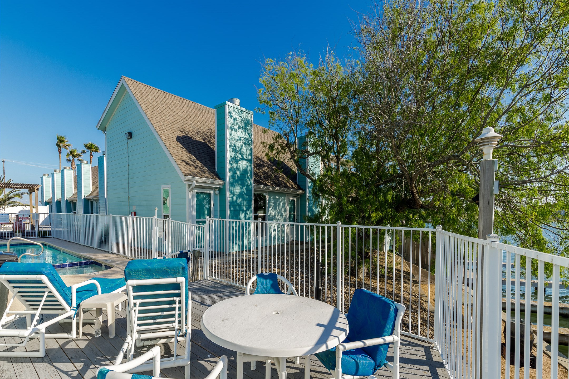 Plenty of chairs and loungers around the pool area