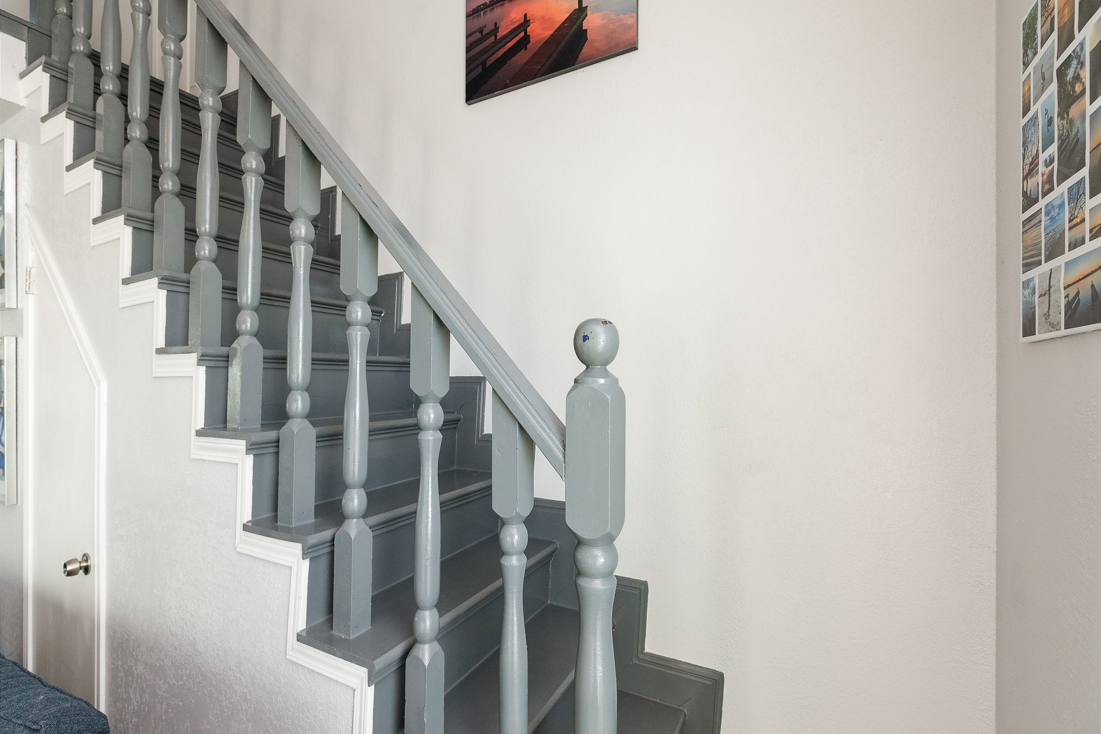 Stairs leading to the bedrooms on the second floor 