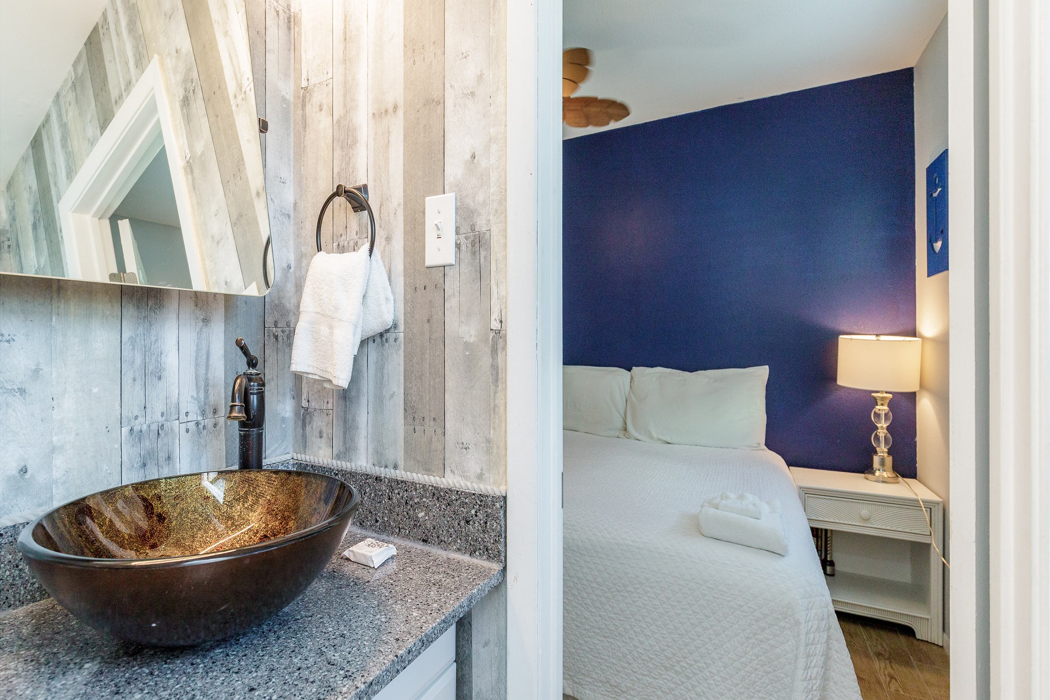 Half bathroom on the second floor shared with the master and second bedroom