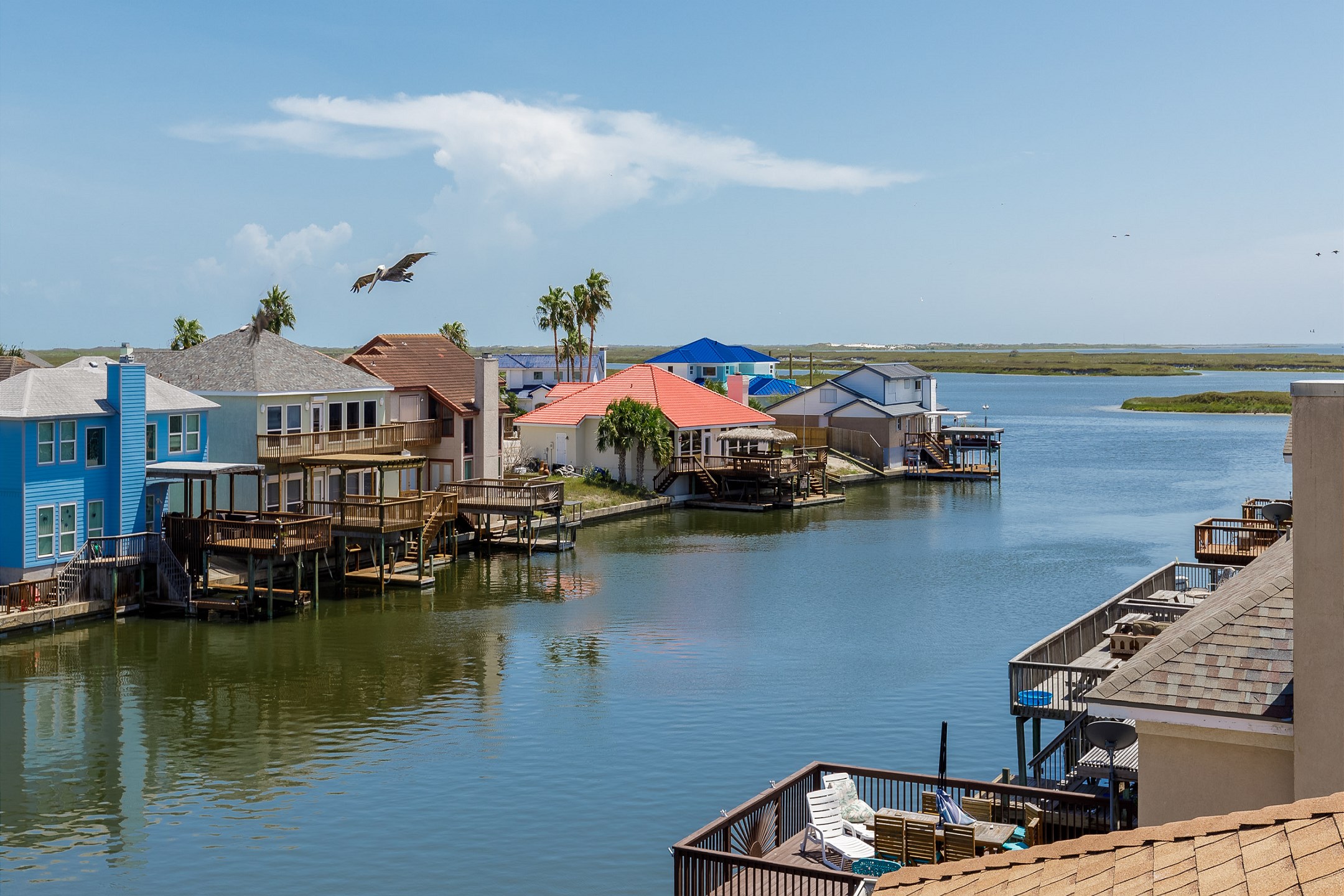 Beautiful waterfront views from the private, living room deck 