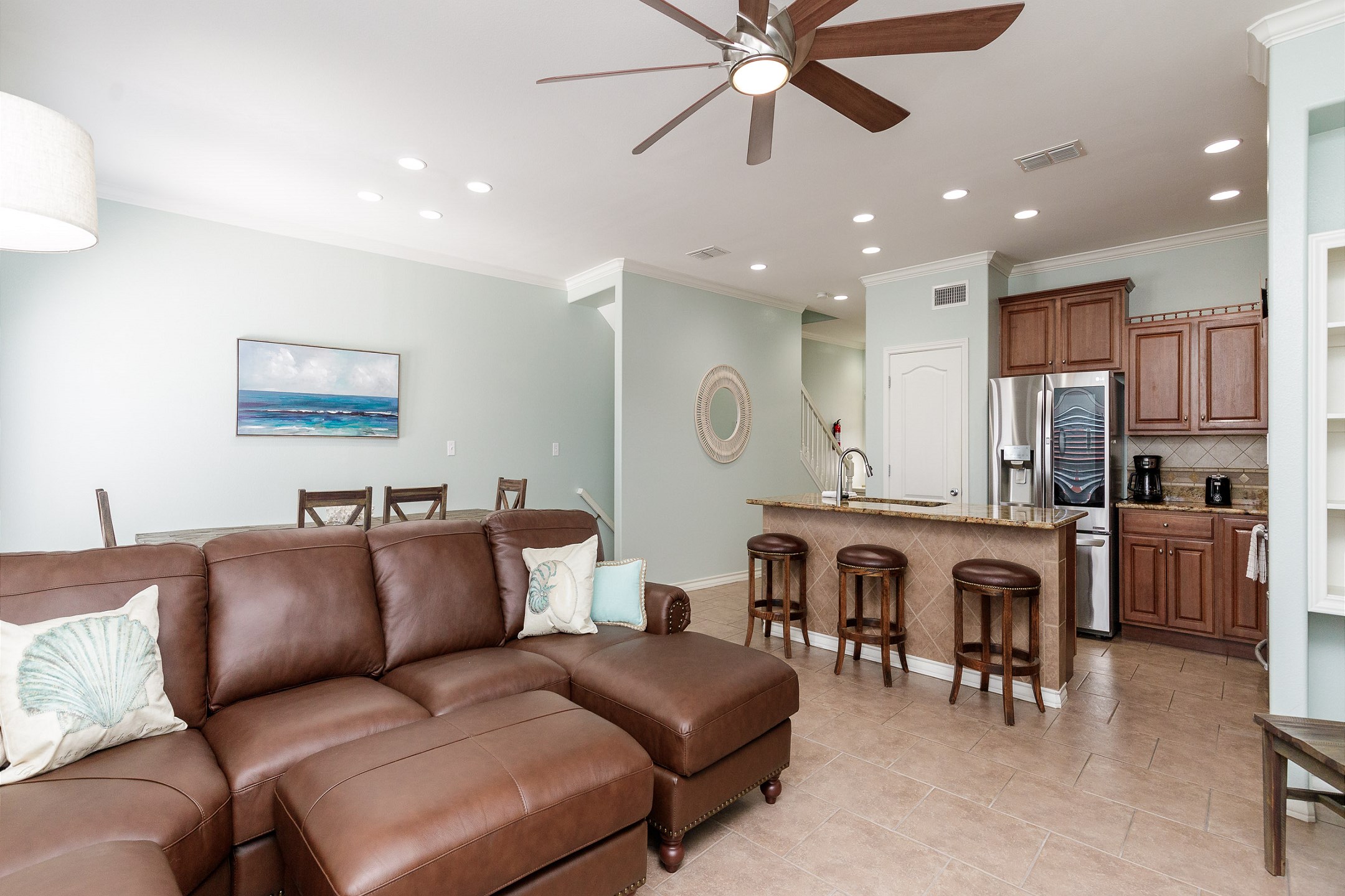 Open concept living, dining and kitchen area to spend time with the family 