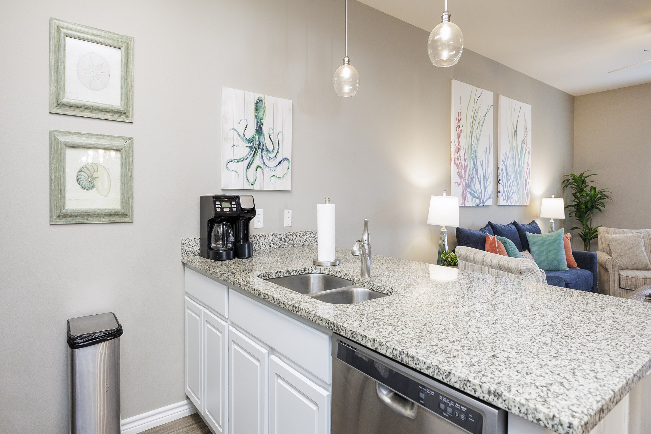 Spacious countertop and ample storage