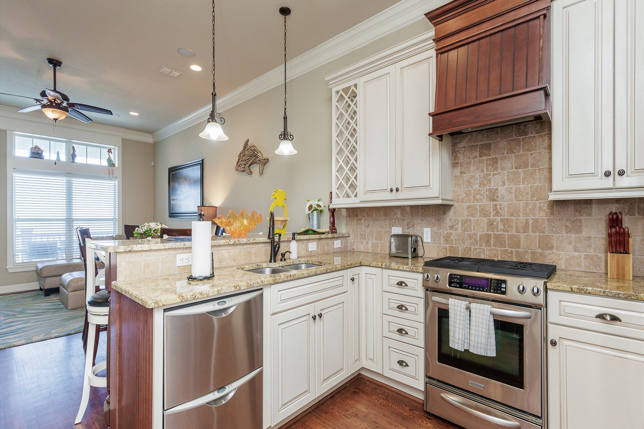 Open concept kitchen with lots of space on the third floor