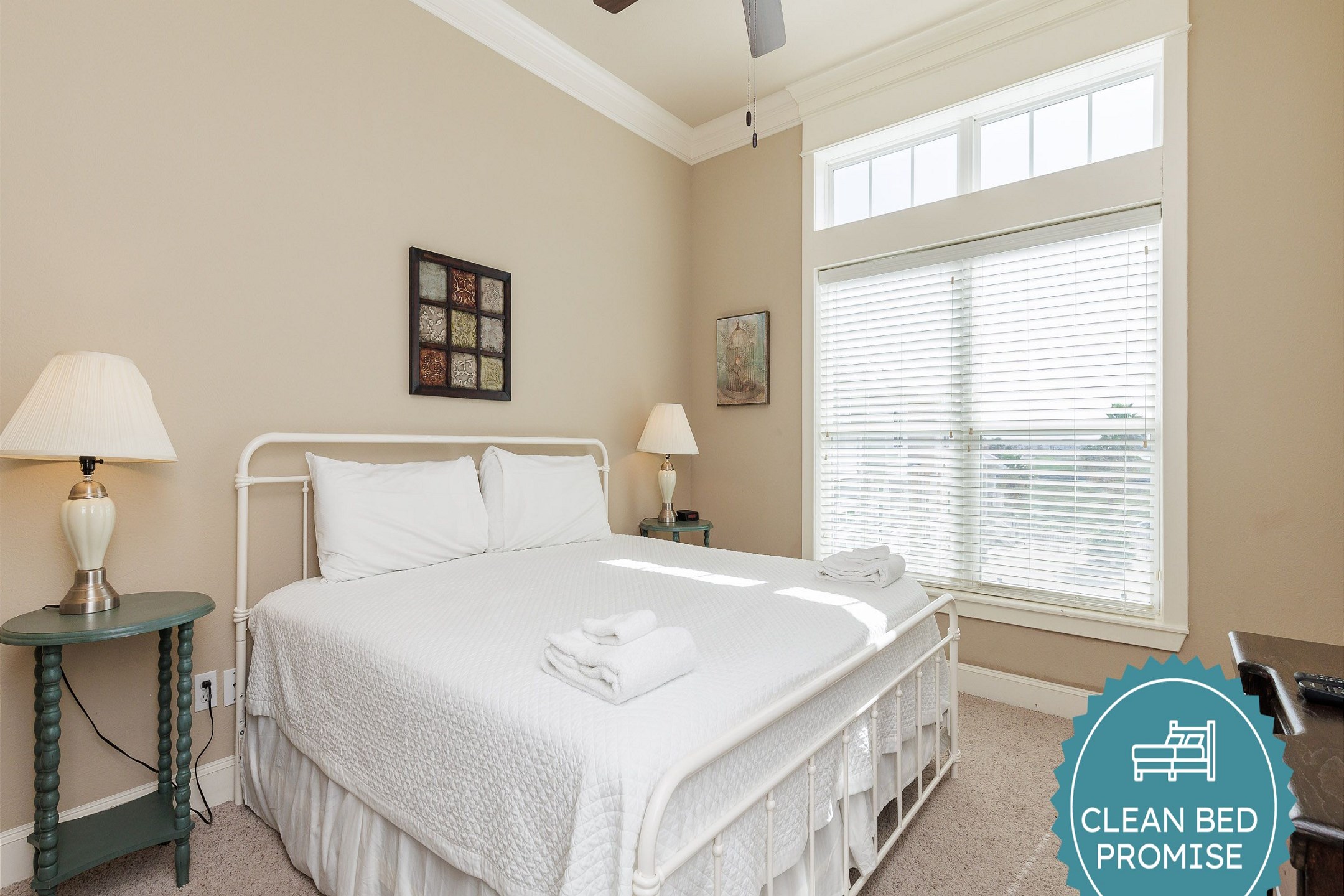 Sleep better at Padre Escapes with our exclusive Clean Bed Promise; providing fresh linens, comforters, and towels washed at high temperatures exceeding CDC recommendations, setting us apart for a truly restful vacation