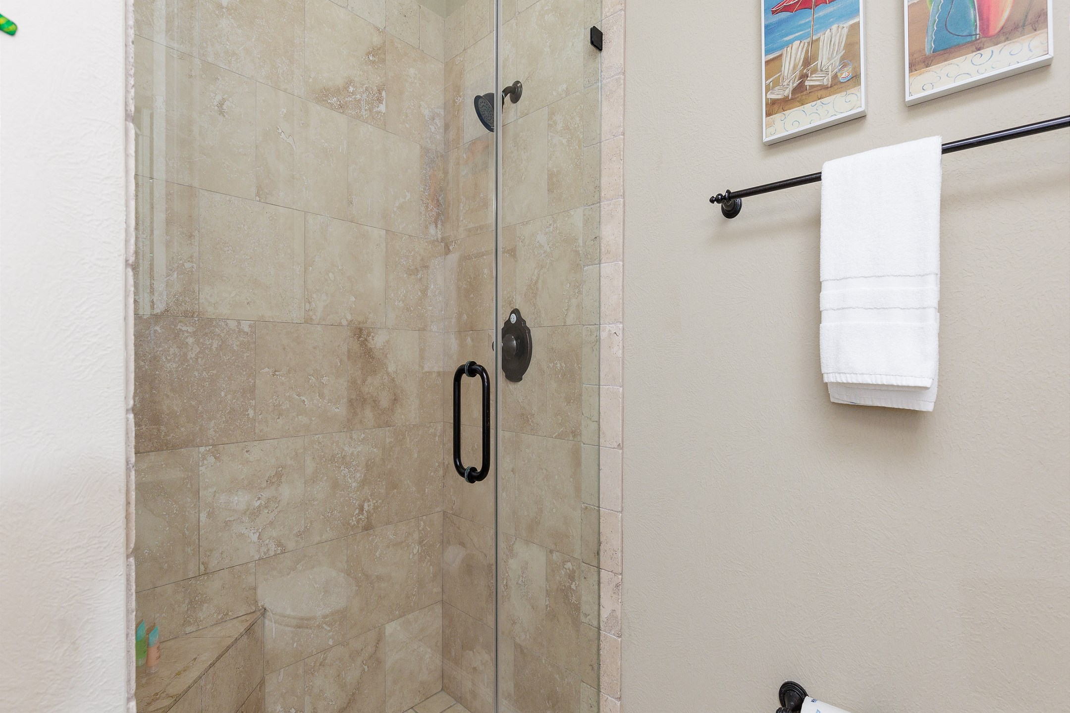 Guest bathroom on the second floor with walk in shower