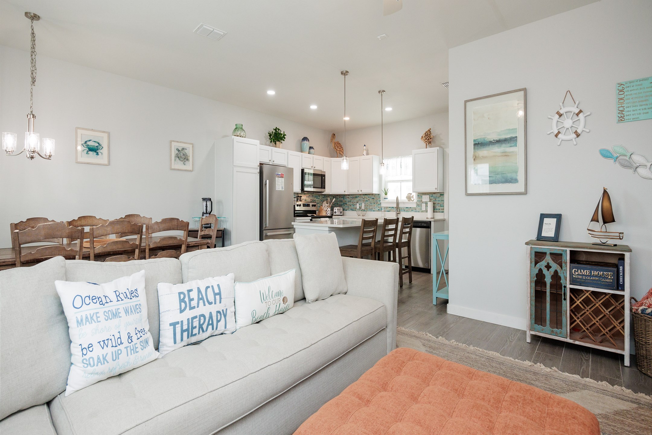 Open concept living area with modern furnishings