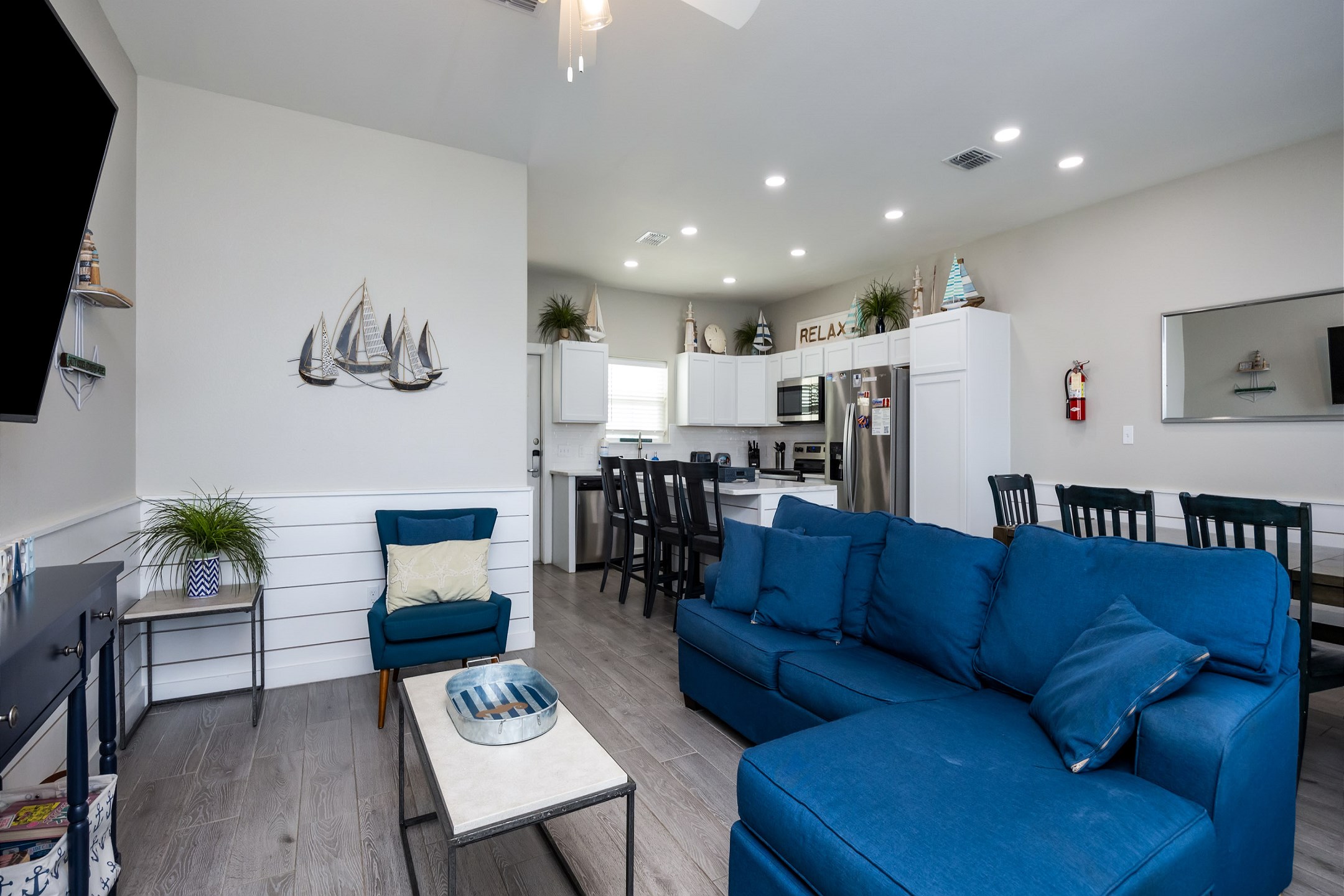 Open concept kitchen, dining, and living area on the first floor