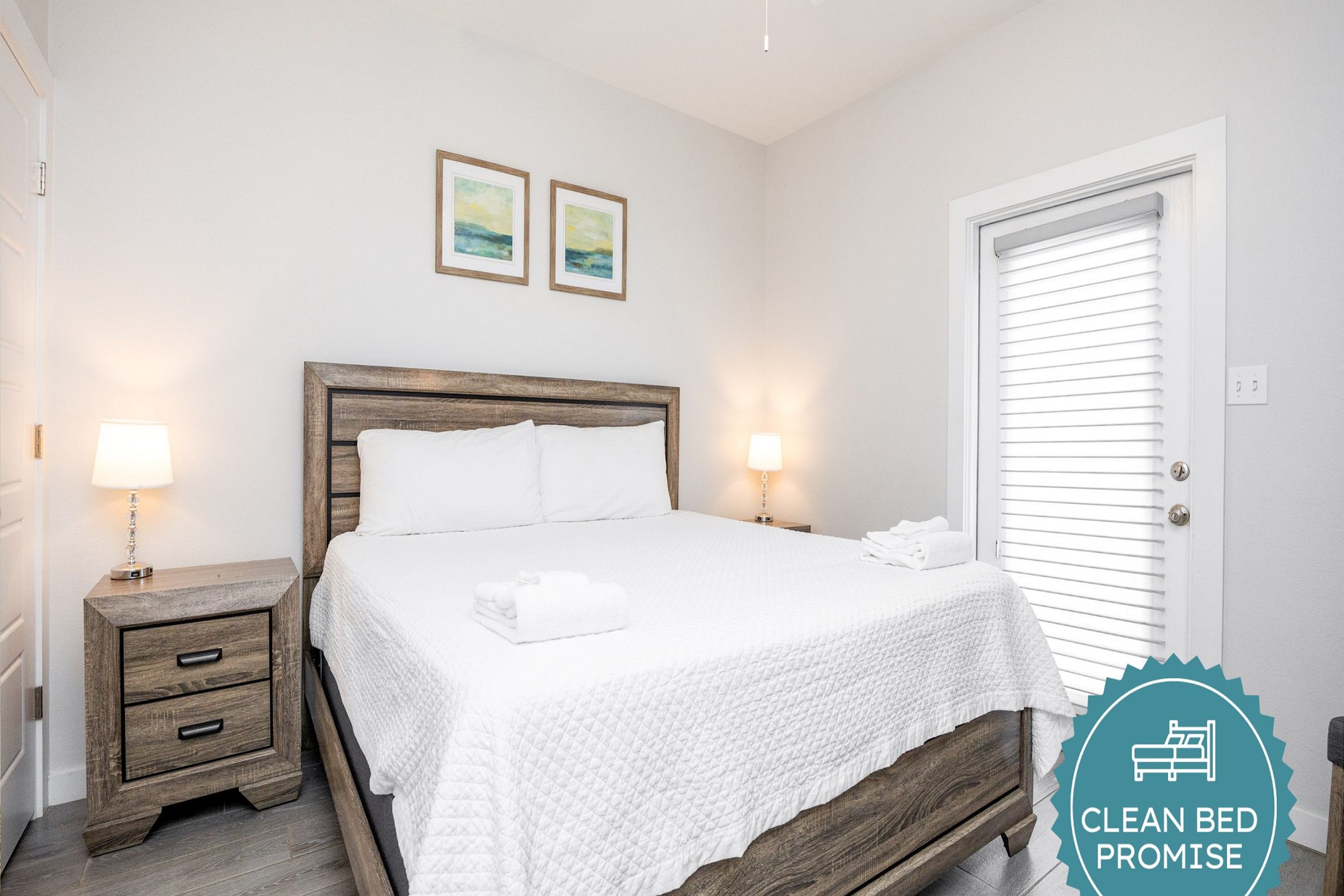 Sleep better at Padre Escapes with our exclusive Clean Bed Promise; providing fresh linens, comforters, and towels washed at high temperatures exceeding CDC recommendations, setting us apart for a truly restful vacation
