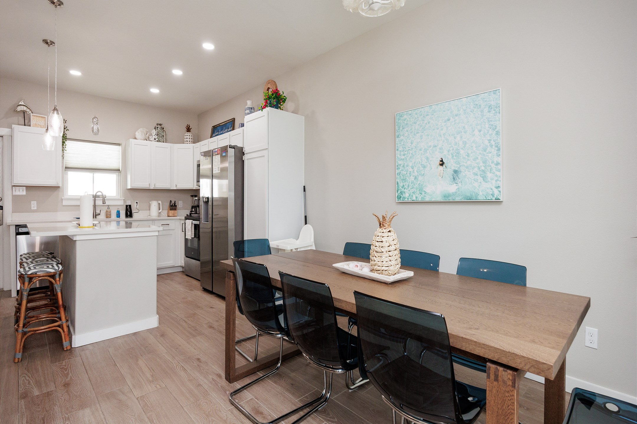 Dining table with seating for eight 