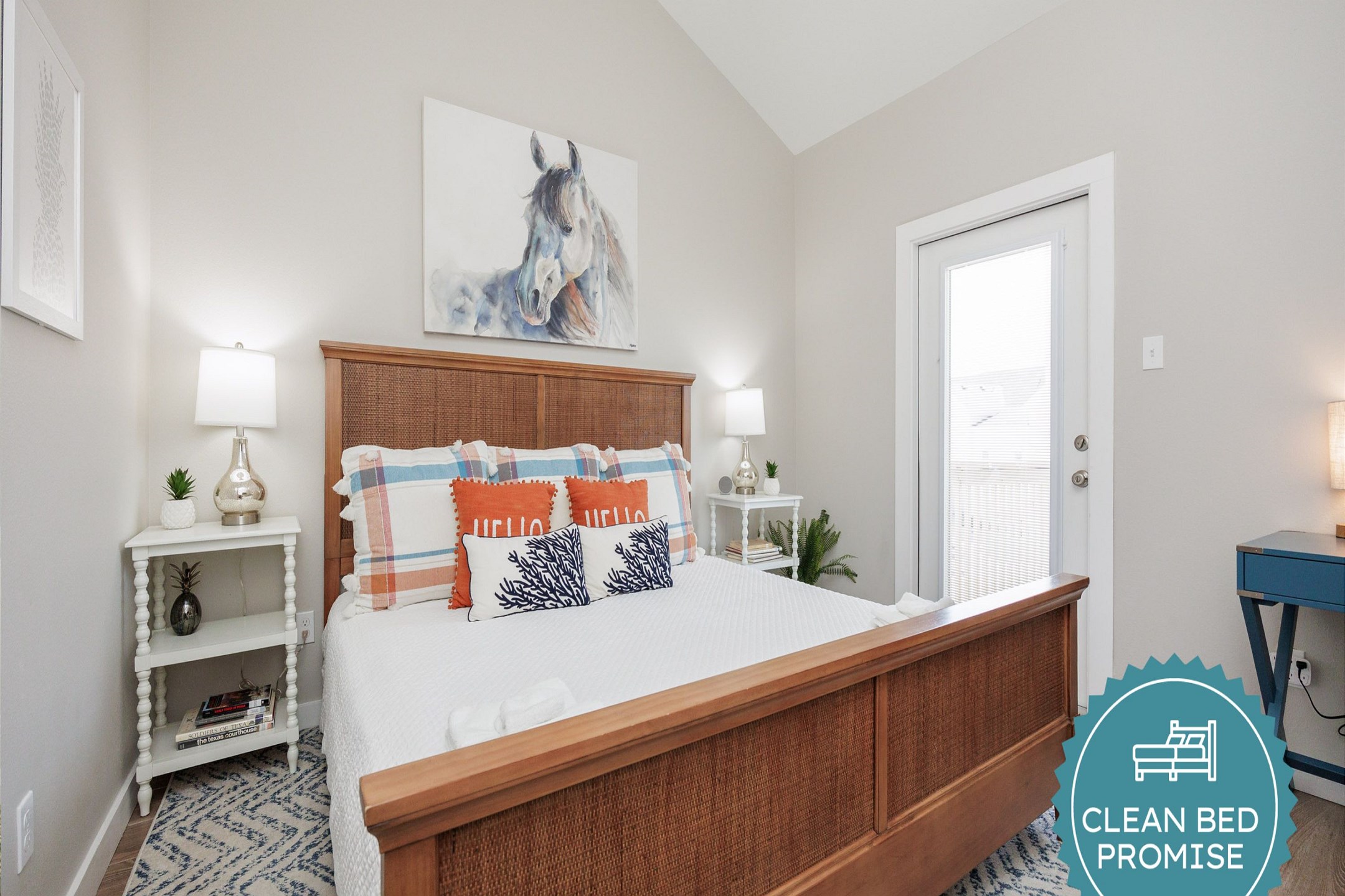 Sleep better at Padre Escapes with our exclusive Clean Bed Promise, providing fresh linens, comforters, and towels washed at high temperatures exceeding CDC recommendations, setting us apart for a truly restful vacation
