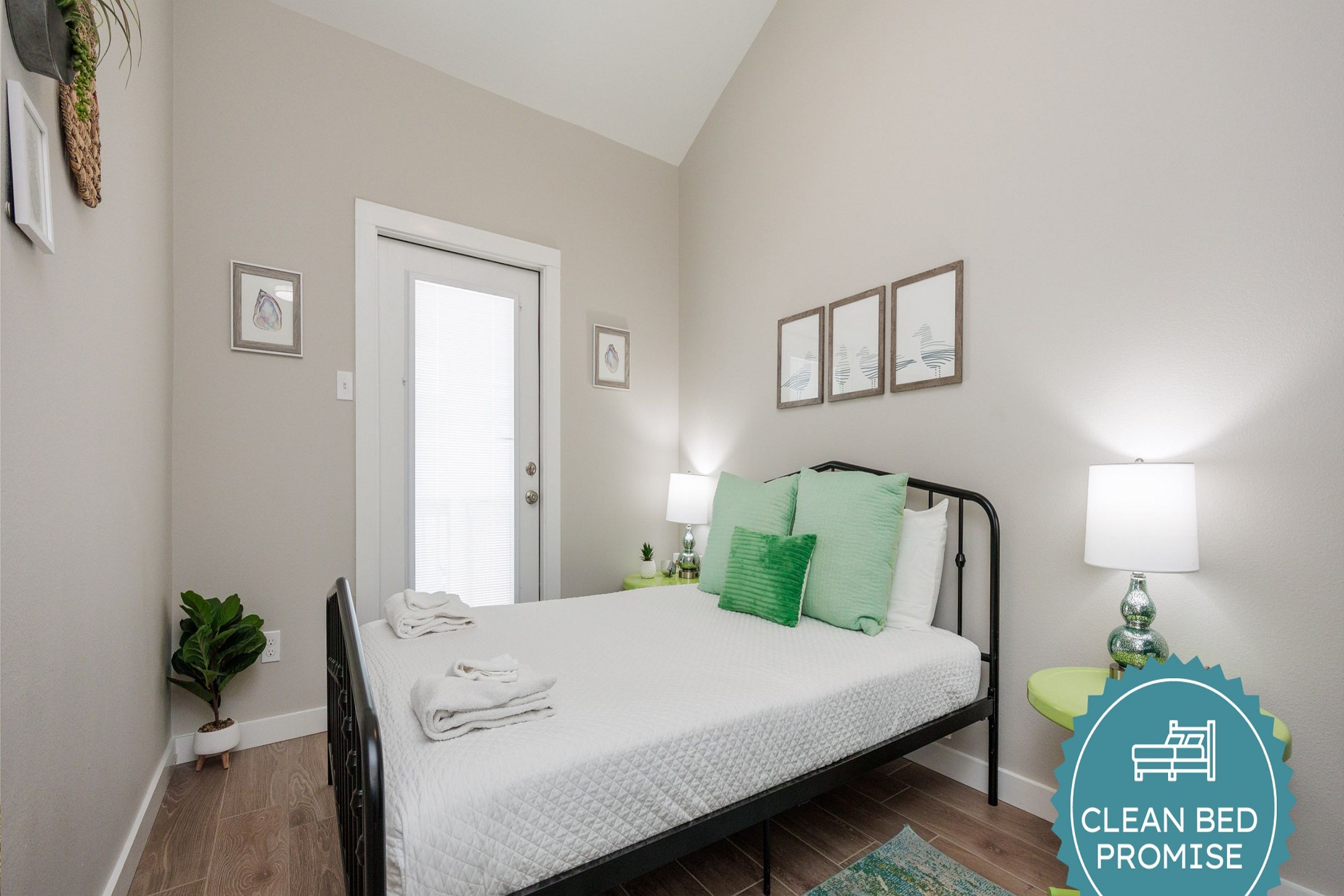 Sleep better at Padre Escapes with our exclusive Clean Bed Promise, providing fresh linens, comforters, and towels washed at high temperatures exceeding CDC recommendations, setting us apart for a truly restful vacation