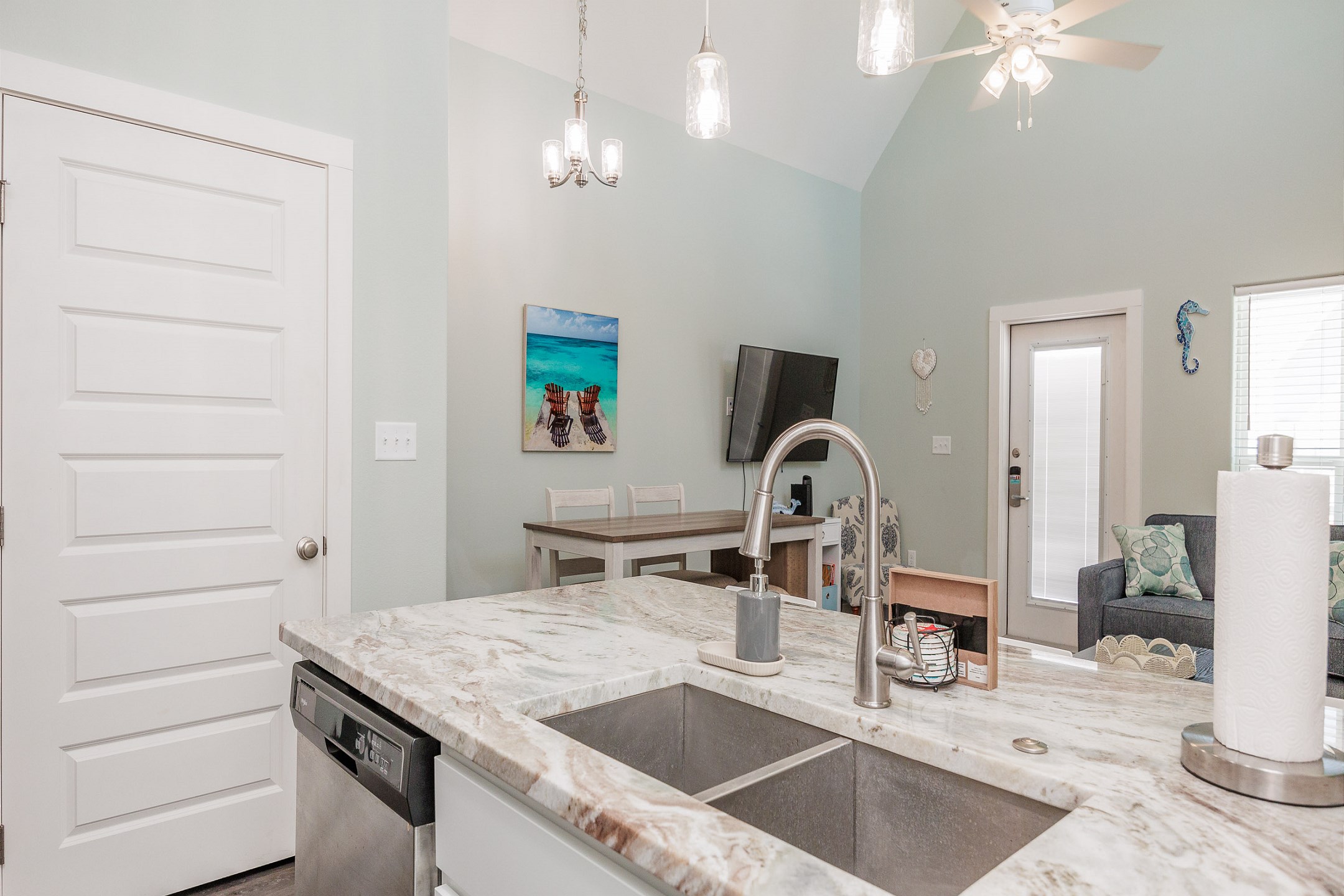 Kitchen space that opens up into the living and dining areas for entertaining 
