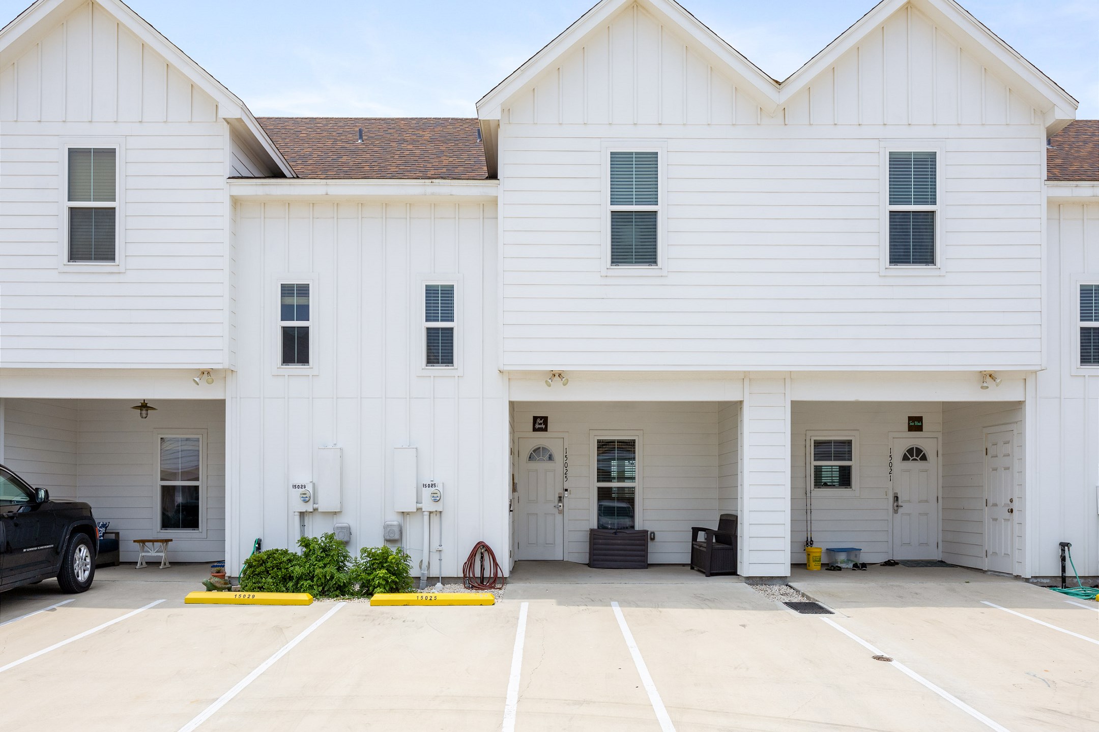 Front view of the property with two reserved parking spaces right out front