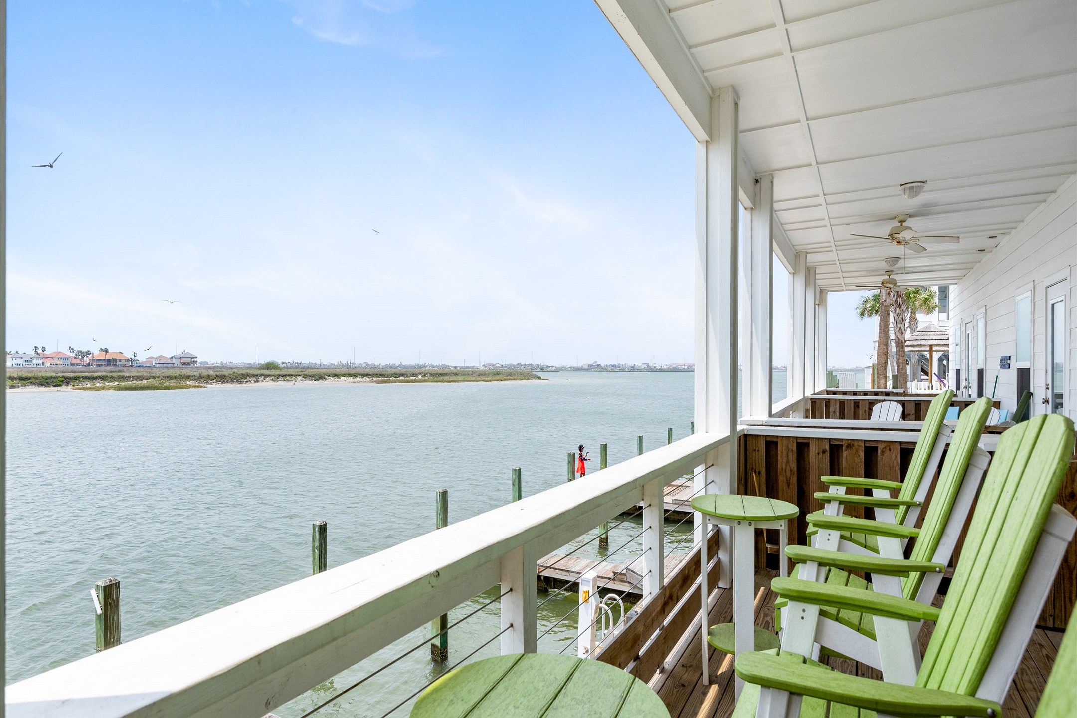 Private balcony with plenty of seating and an amazing view off the first floor