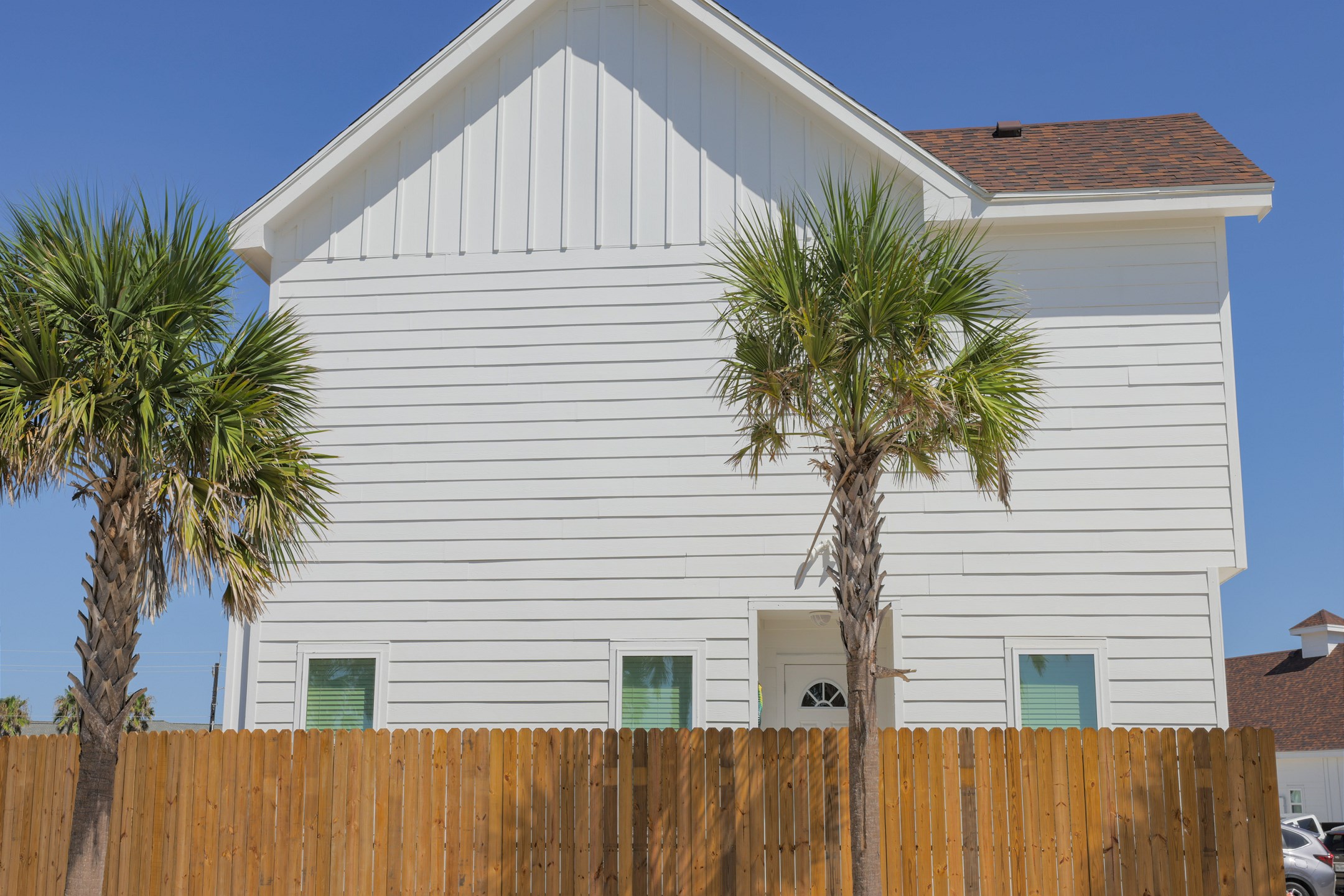 Exterior of this end unit with extra privacy 