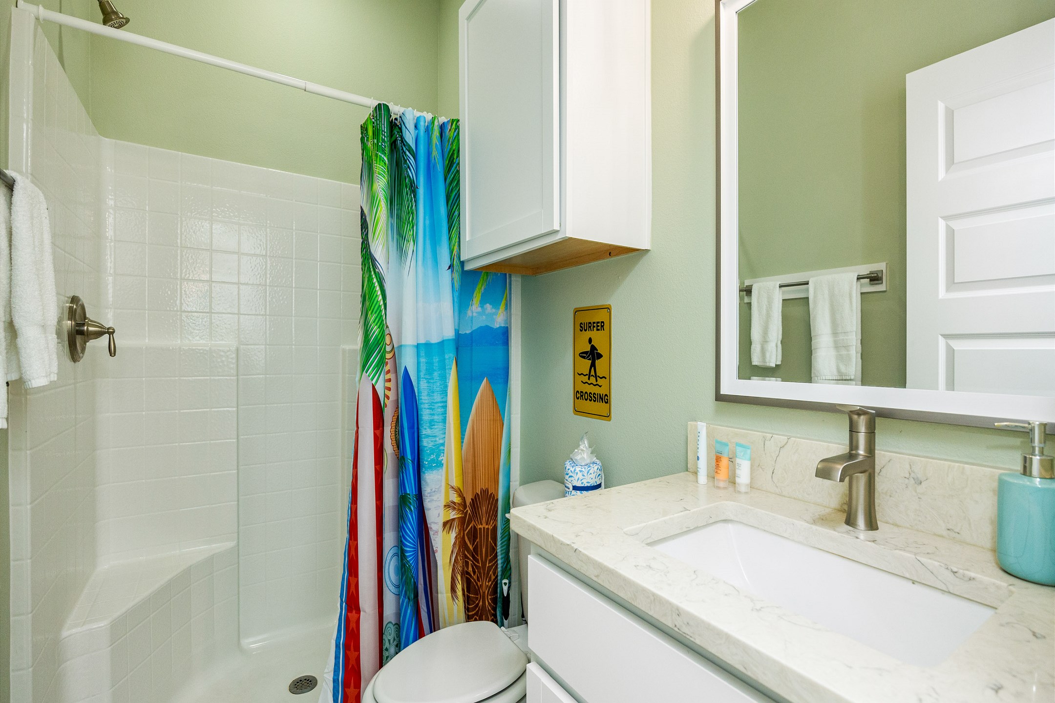 Guest bathroom on the first floor with walk in shower 