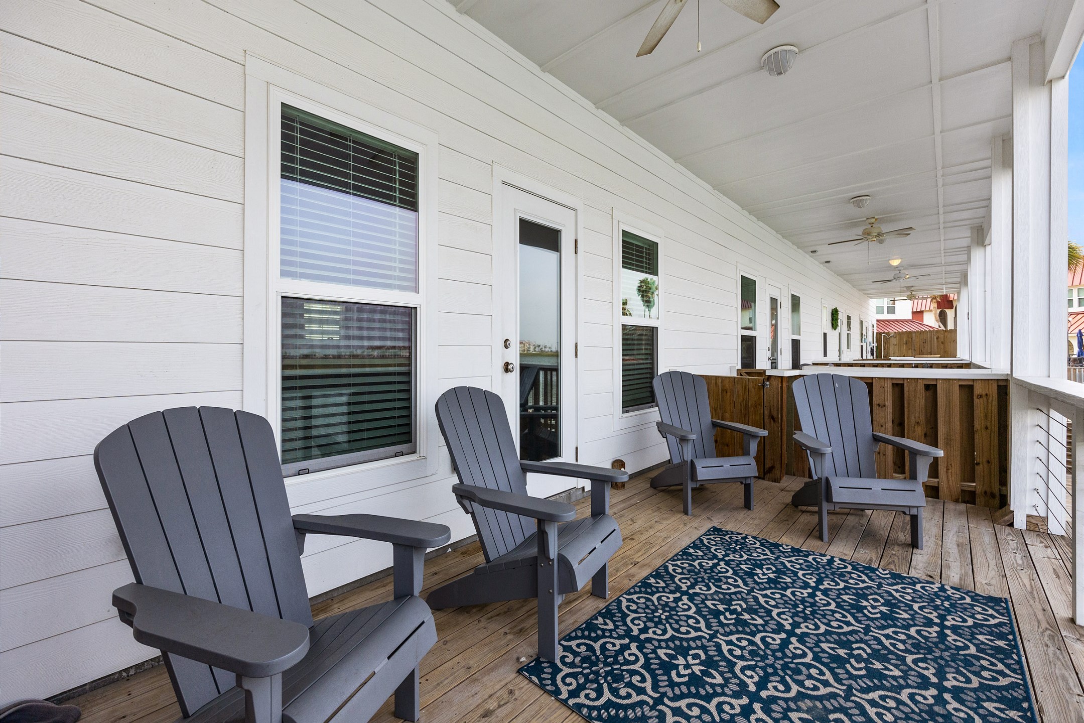 Beautiful balcony with water views and plenty of seating off the living area