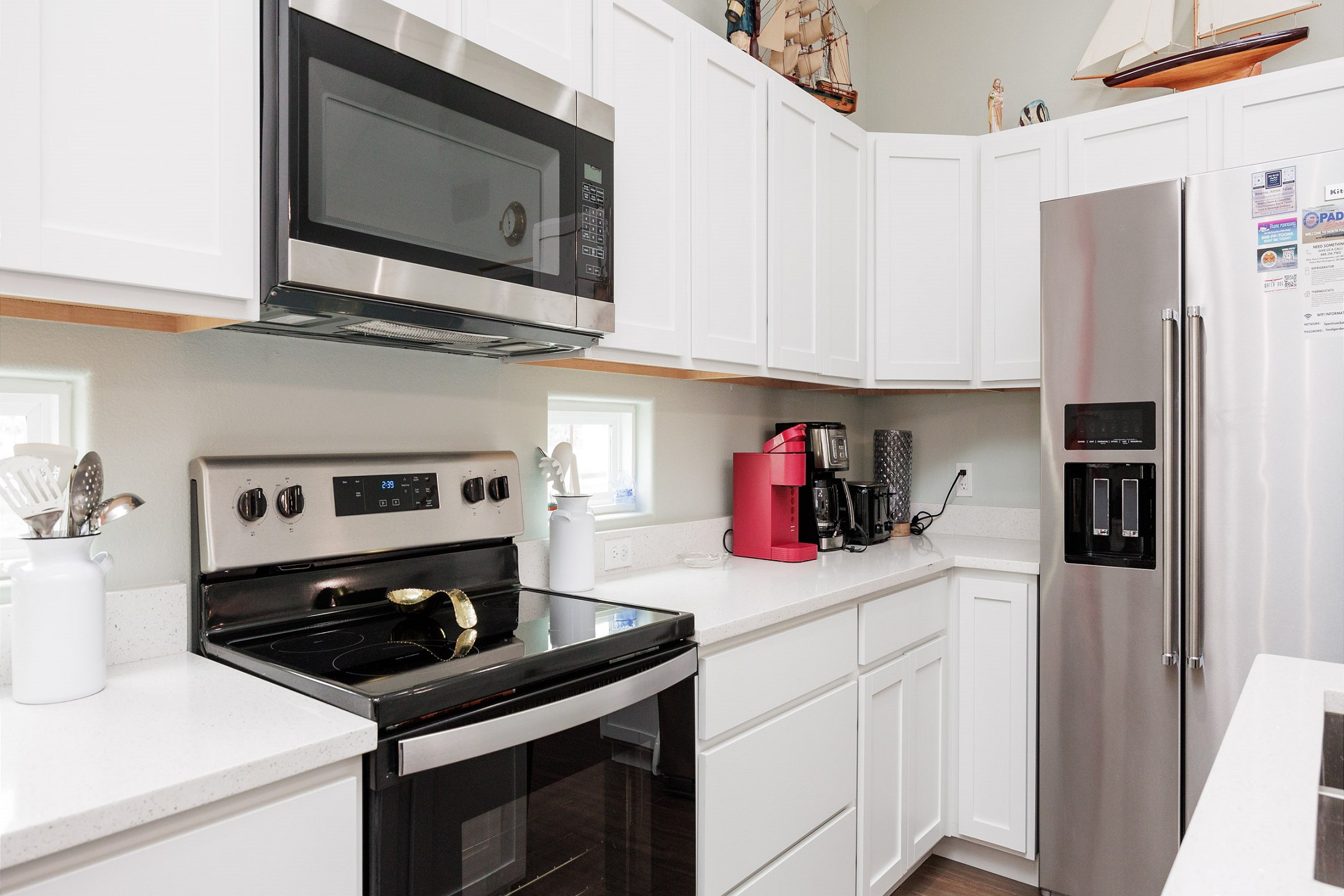 Modern kitchen with stainless steel appliances 
