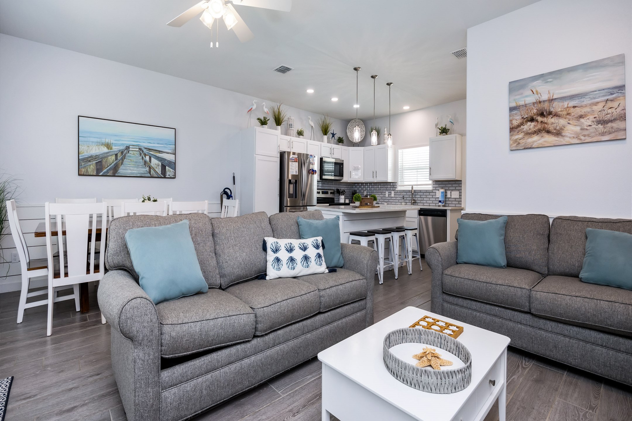 Chic and cozy gathering space, the perfect ambience for unwinding after a day of fun in the sun