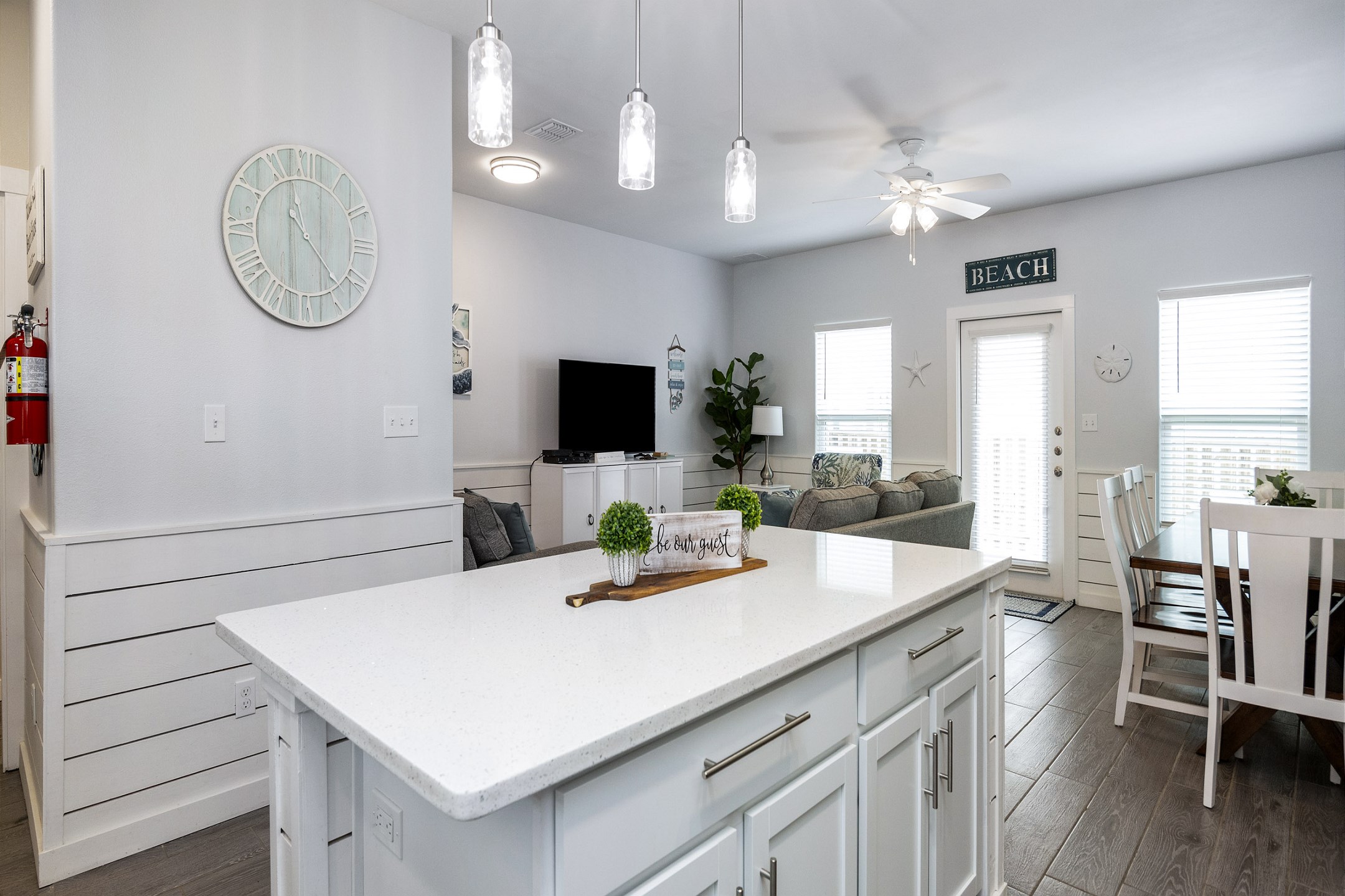 Contemporary kitchen featuring elegant granite countertops and plenty of room for culinary creations