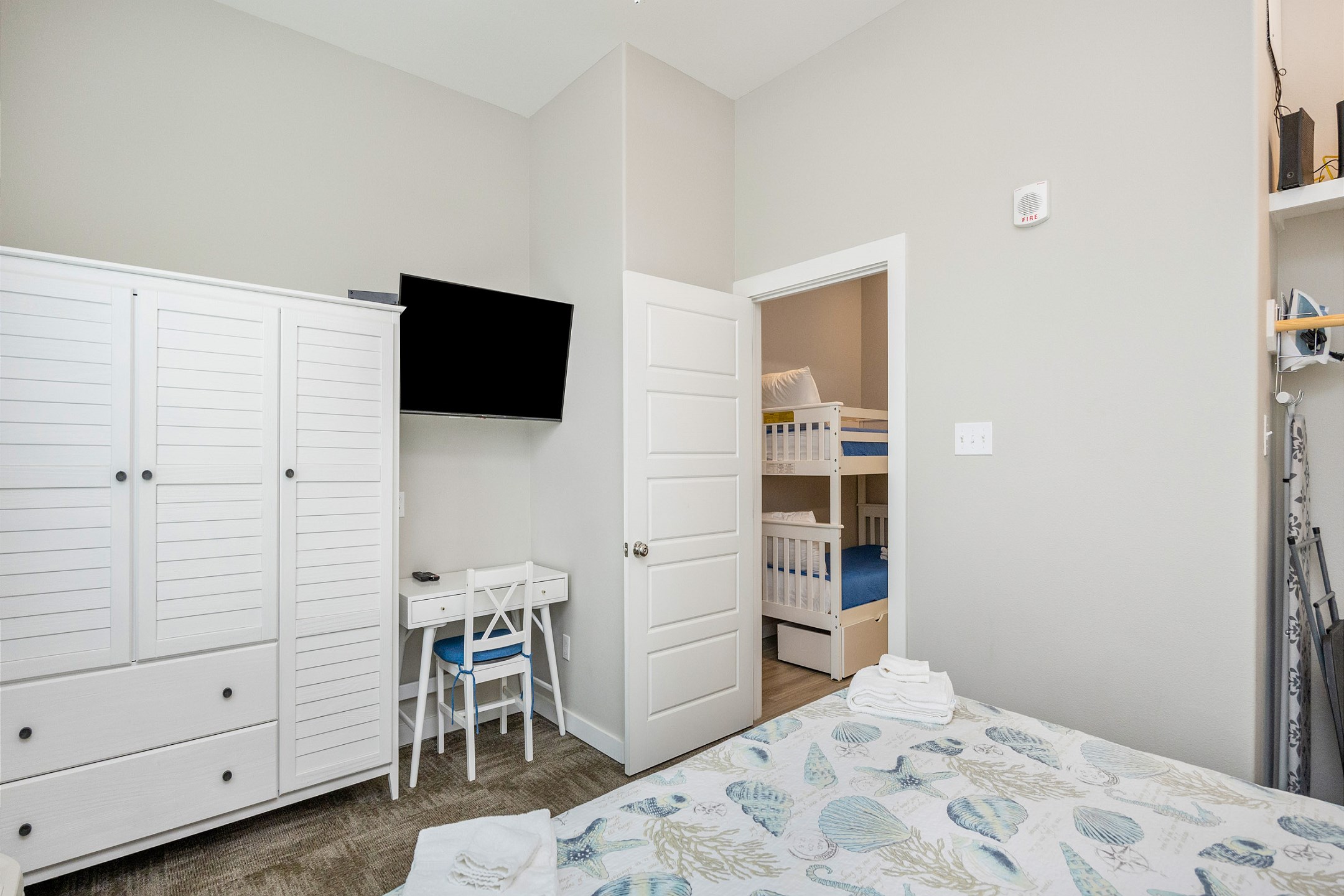 Sleep soundly in your private bedroom with a king-size bed