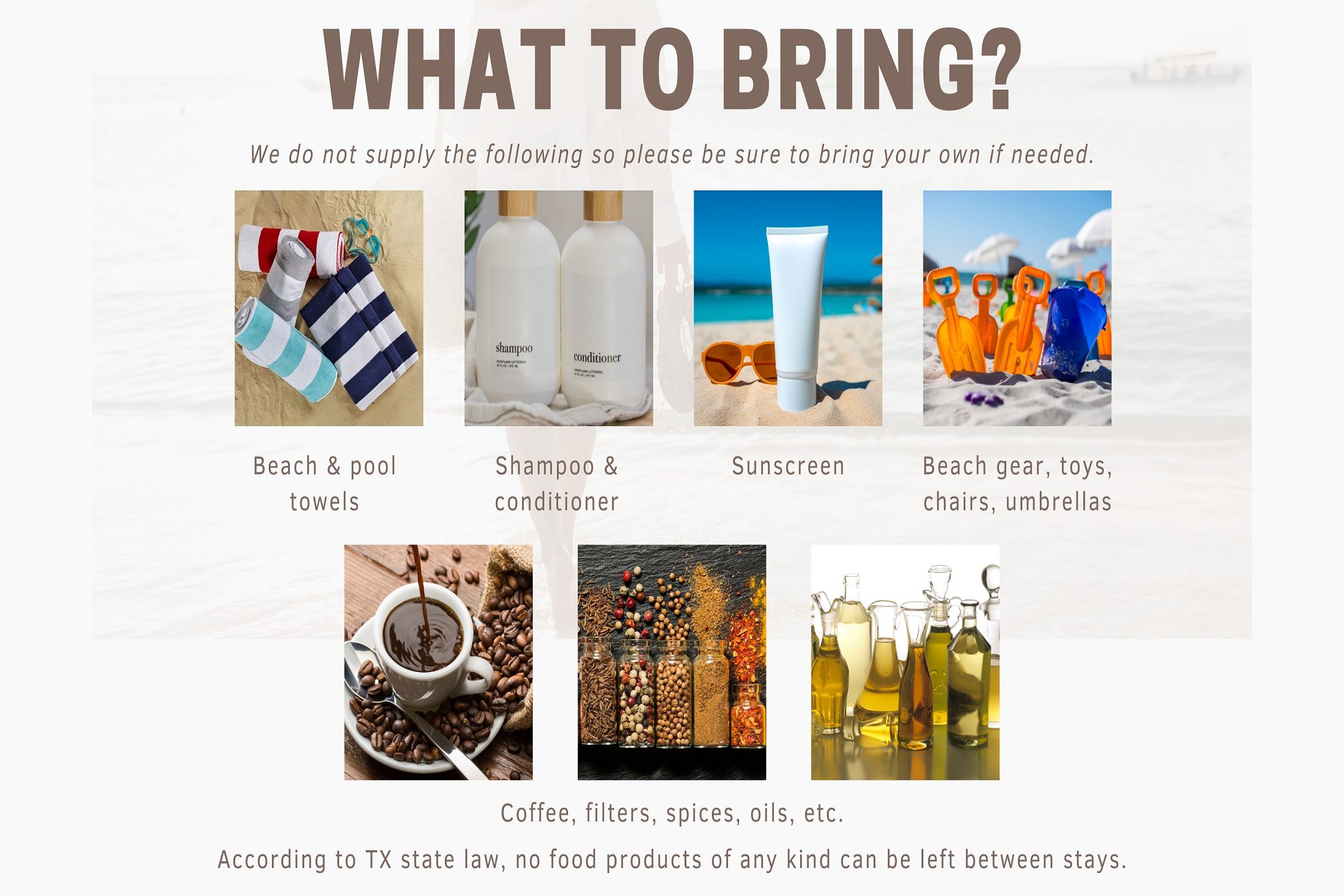 Prepare for your beach getaway! Here’s a quick guide on what to bring for a perfect stay with Padre Escapes