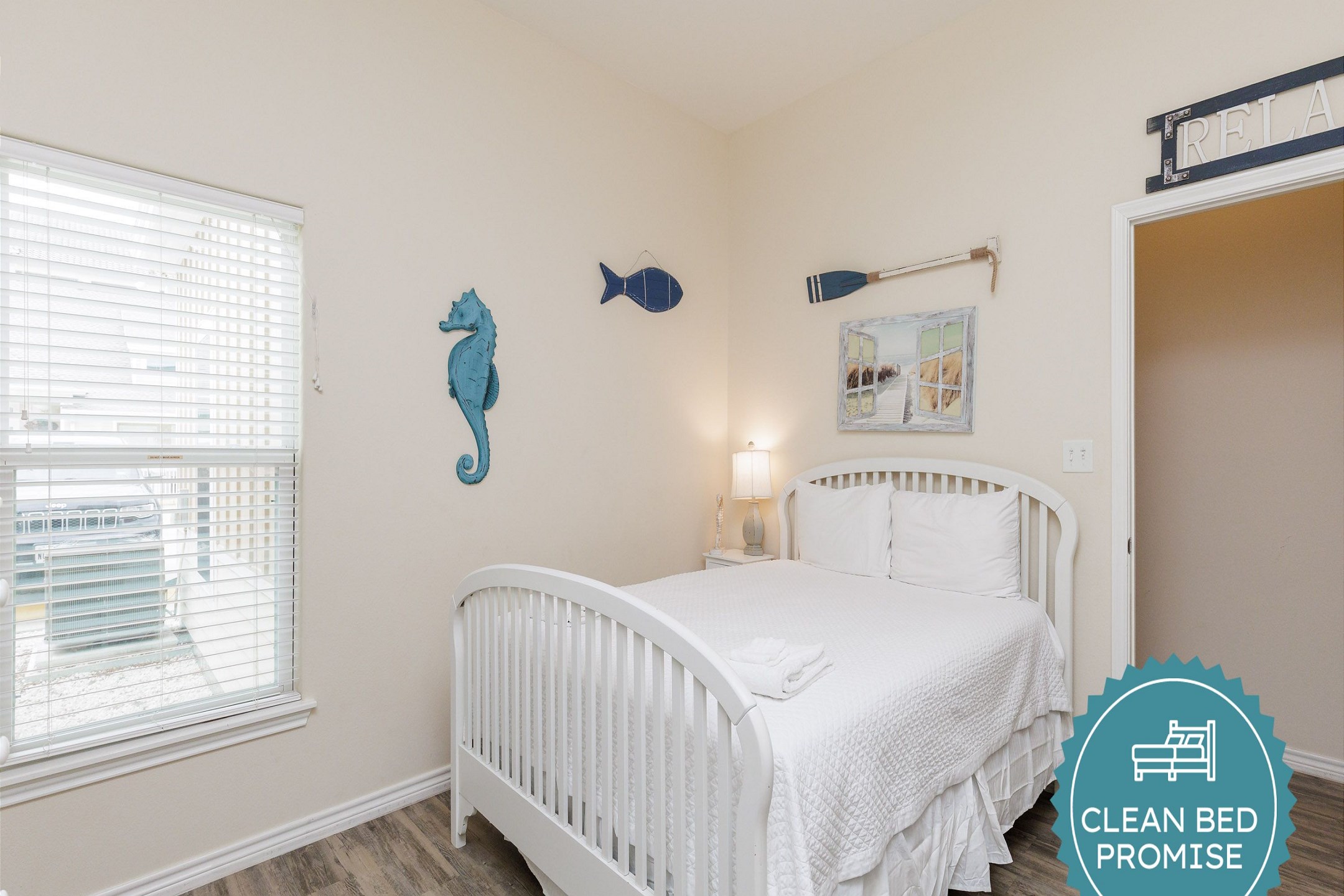 Sleep better at Padre Escapes with our exclusive Clean Bed Promise; providing fresh linens, comforters, and towels washed at high temperatures exceeding CDC recommendations, setting us apart for a truly restful vacation