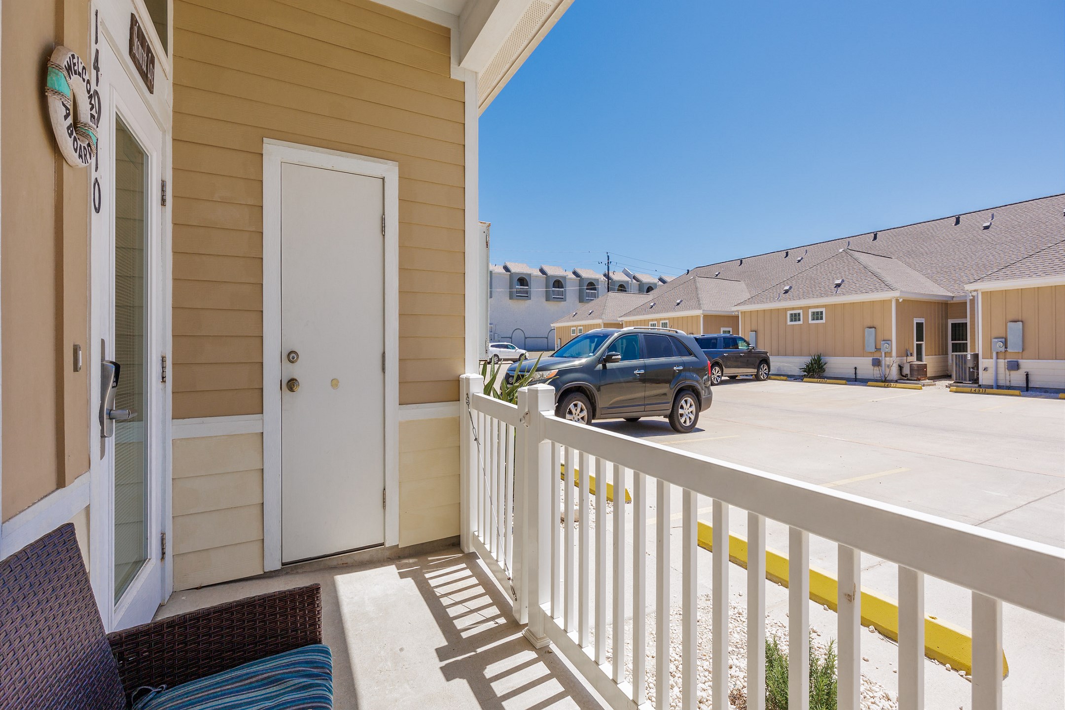 Private patio space and two reserved parking spaces right out front