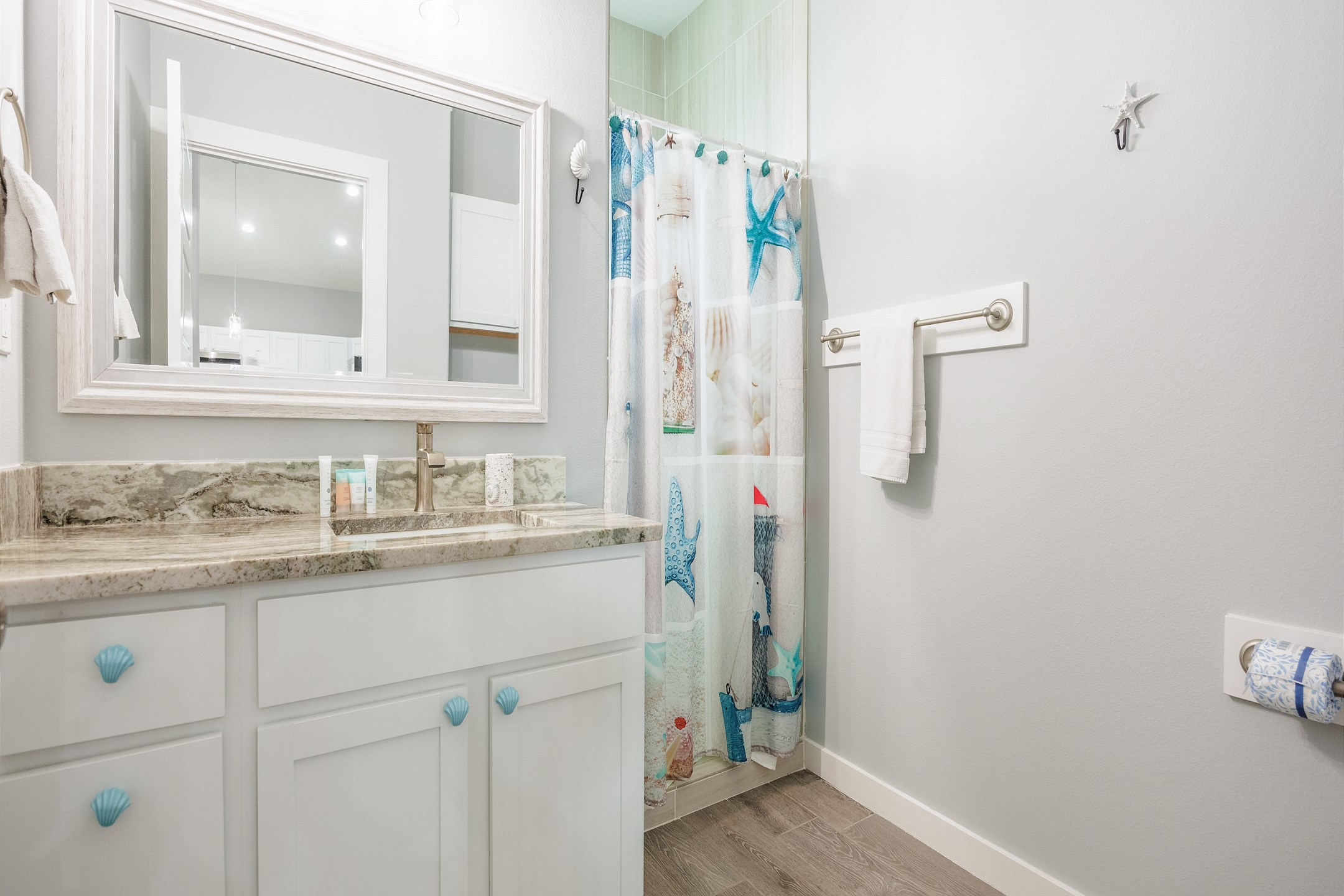 Guest bathroom on the second floor with walk in shower 