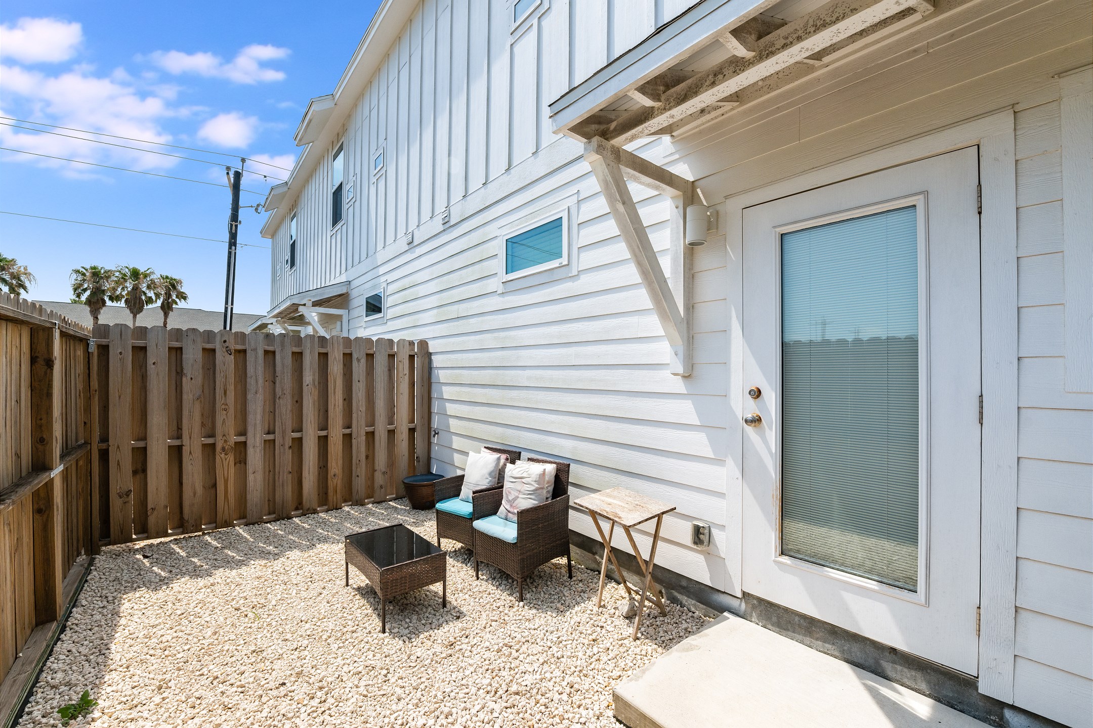 Inviting patio area featuring comfortable seating for relaxation and enjoyment