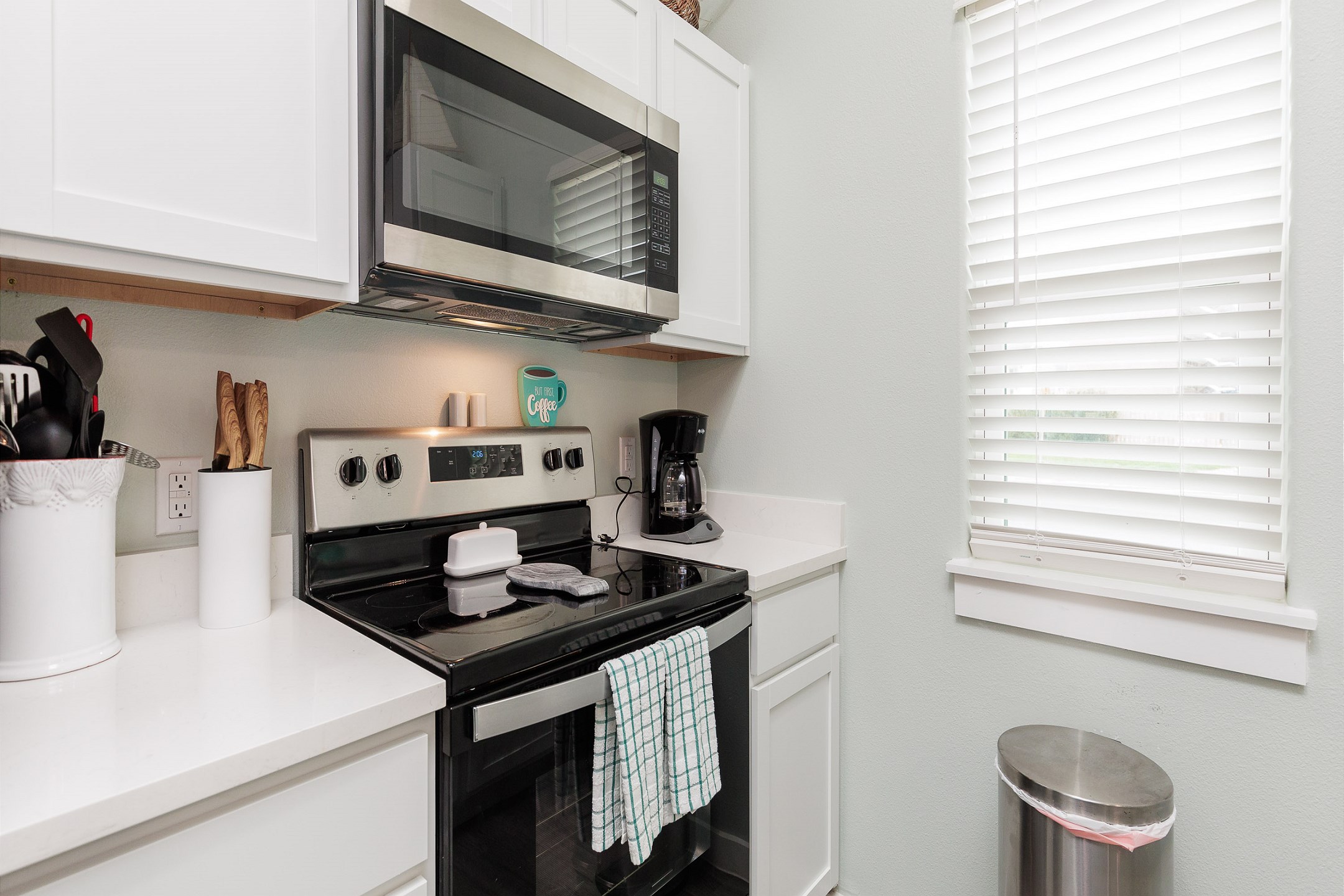 Modern kitchen with 12 cup coffee maker 