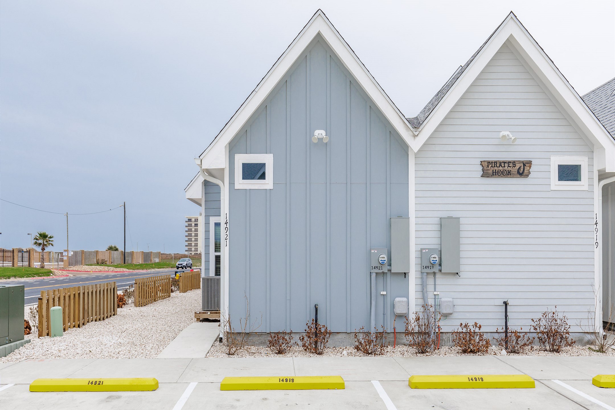 Corner location for easy access to and from the beach. Two reserved parking spaces located at the back of the townhome. 