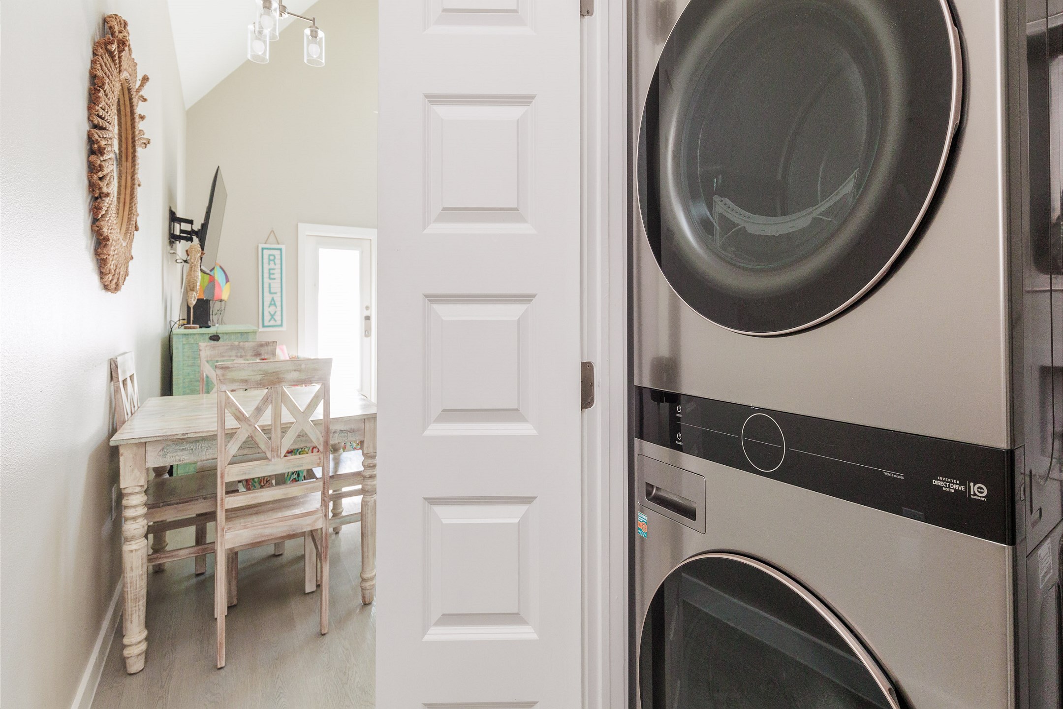 Washer and dryer located in hallway closet 
