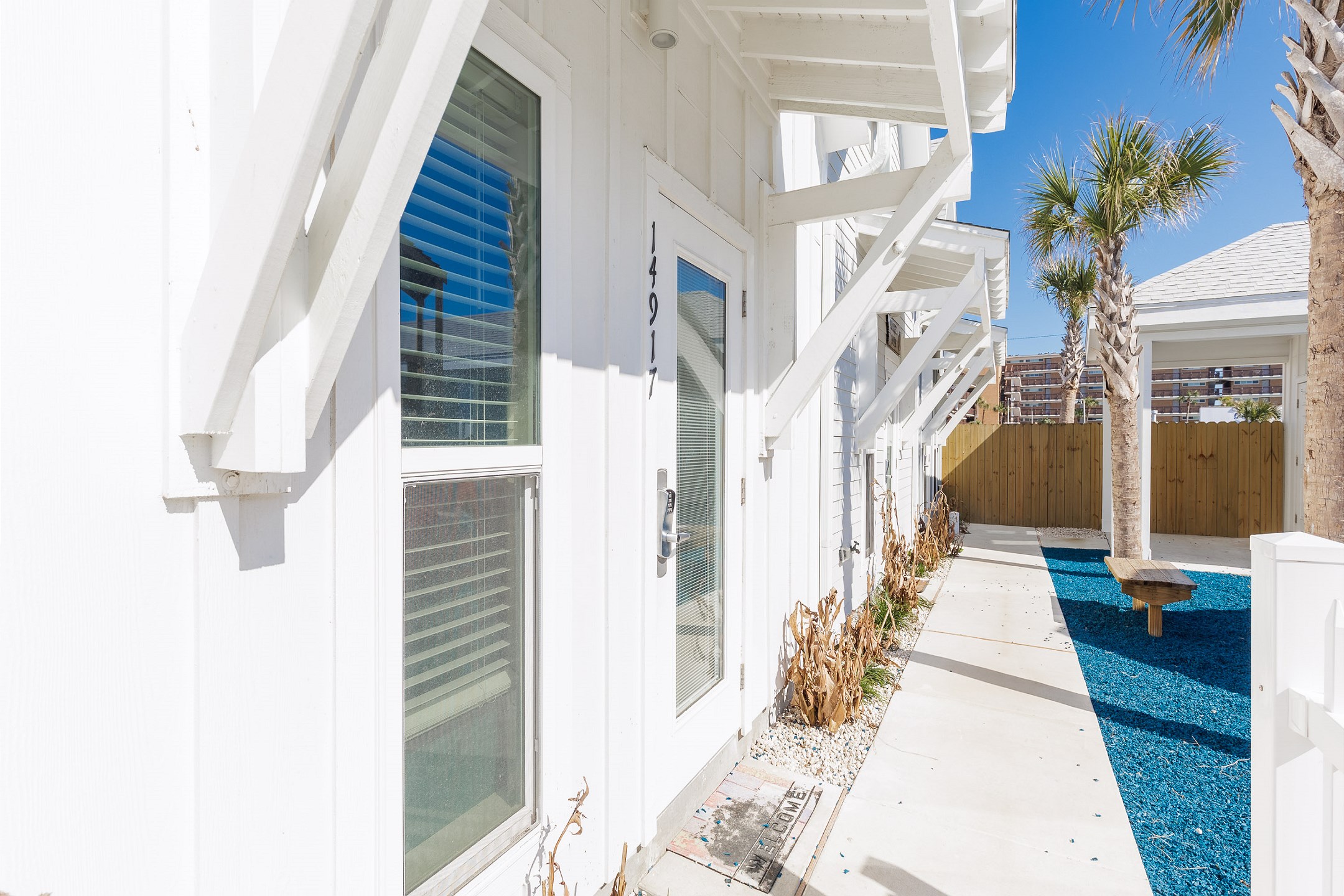 Front entrance of property with coded lock for added security