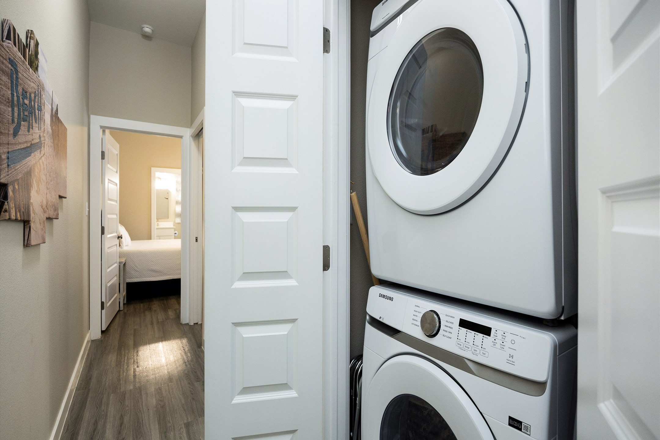 Washer and dryer in hallway closet for your convenience