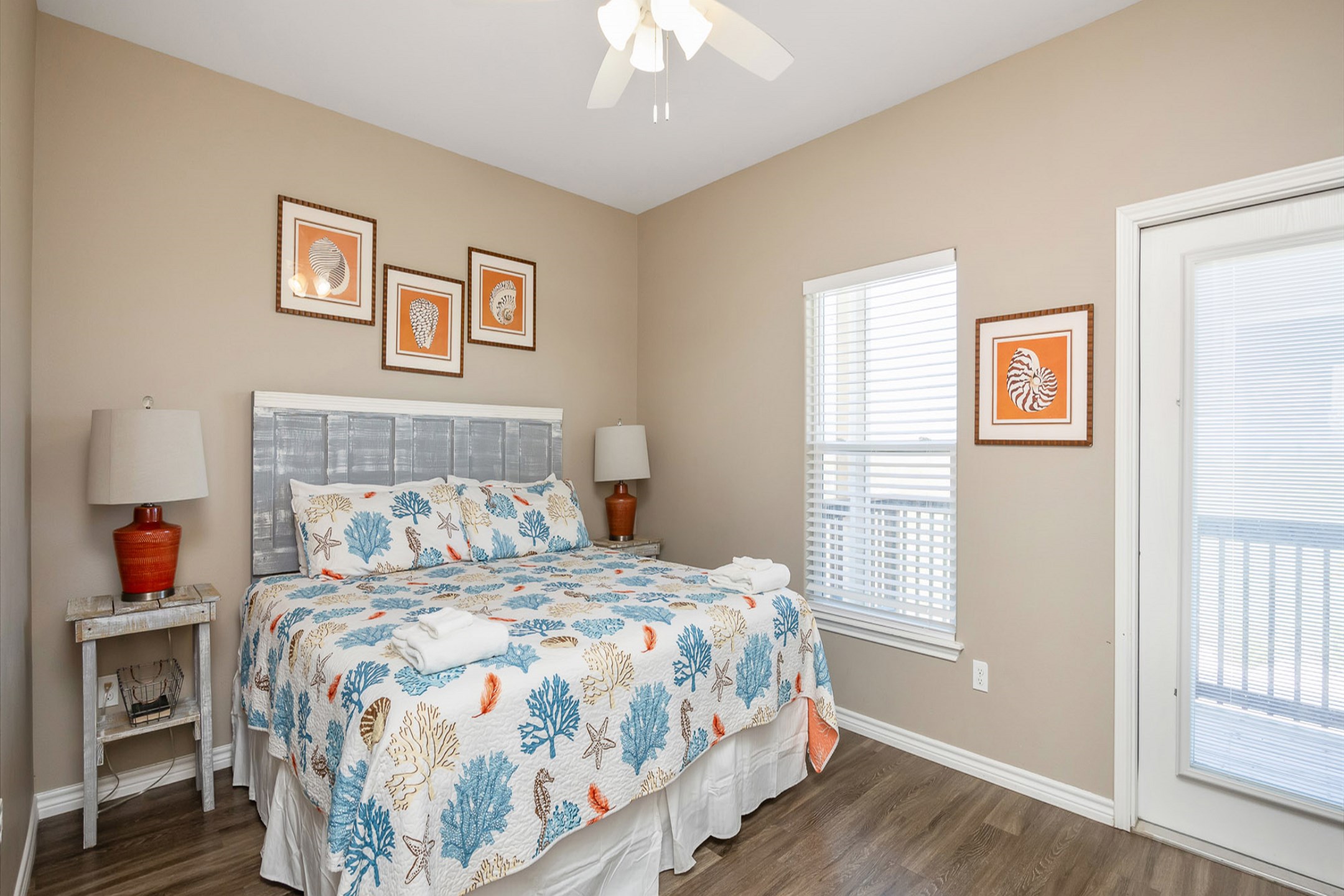 Second bedroom on the second floor with king size bed, private bathroom, private balcony and flat screen TV