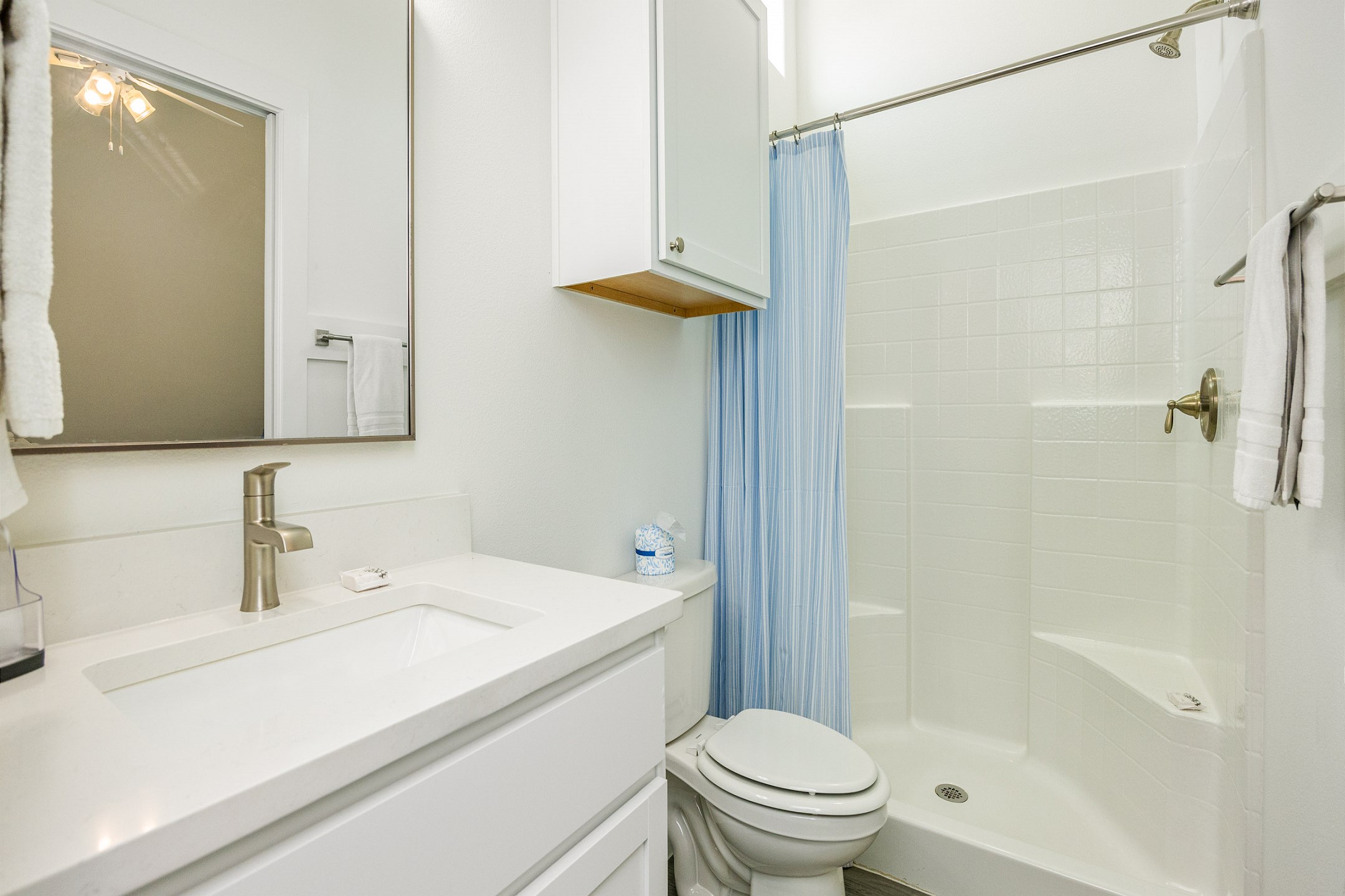 Master bathroom with sink and walk-in shower 