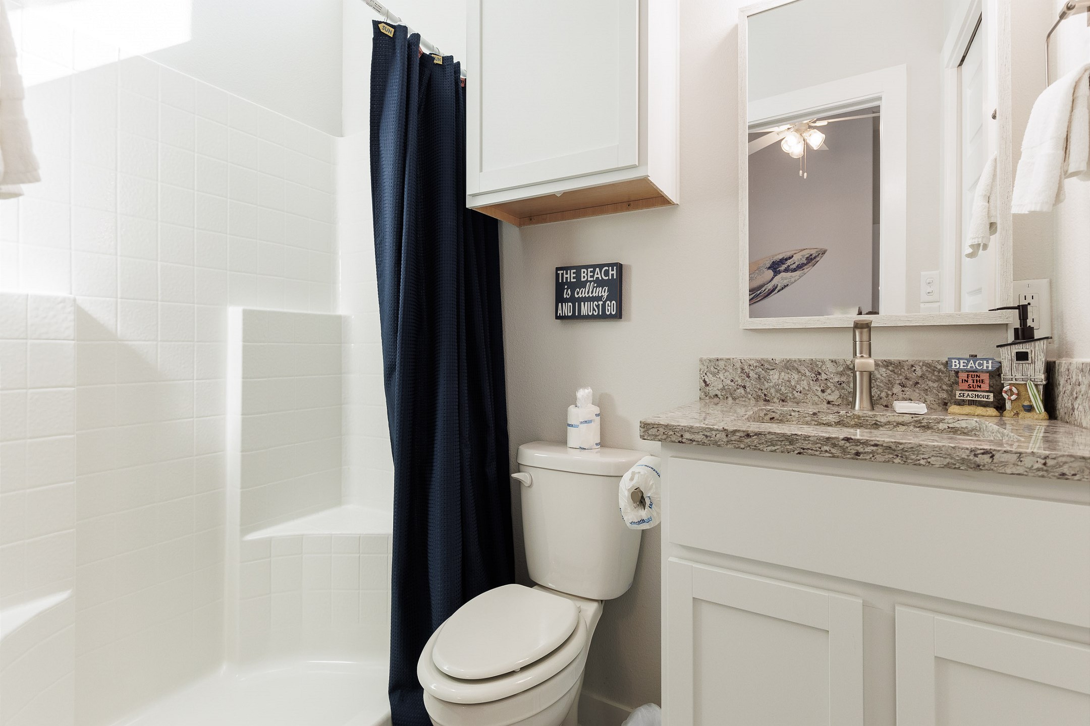 Master bathroom with sink, toilet, and walk-in shower 