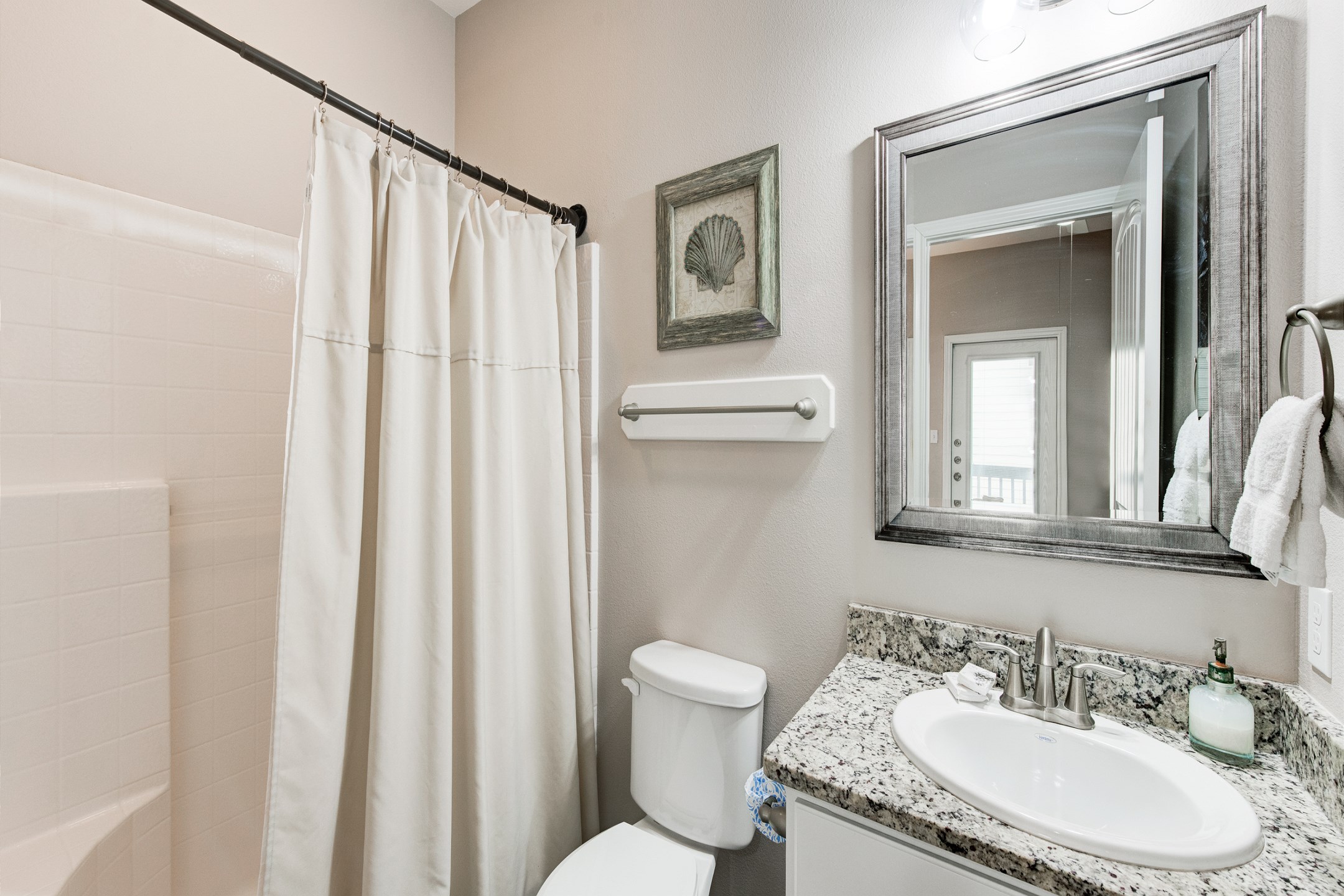 Master bathroom on the second floor with sink and walk in shower 