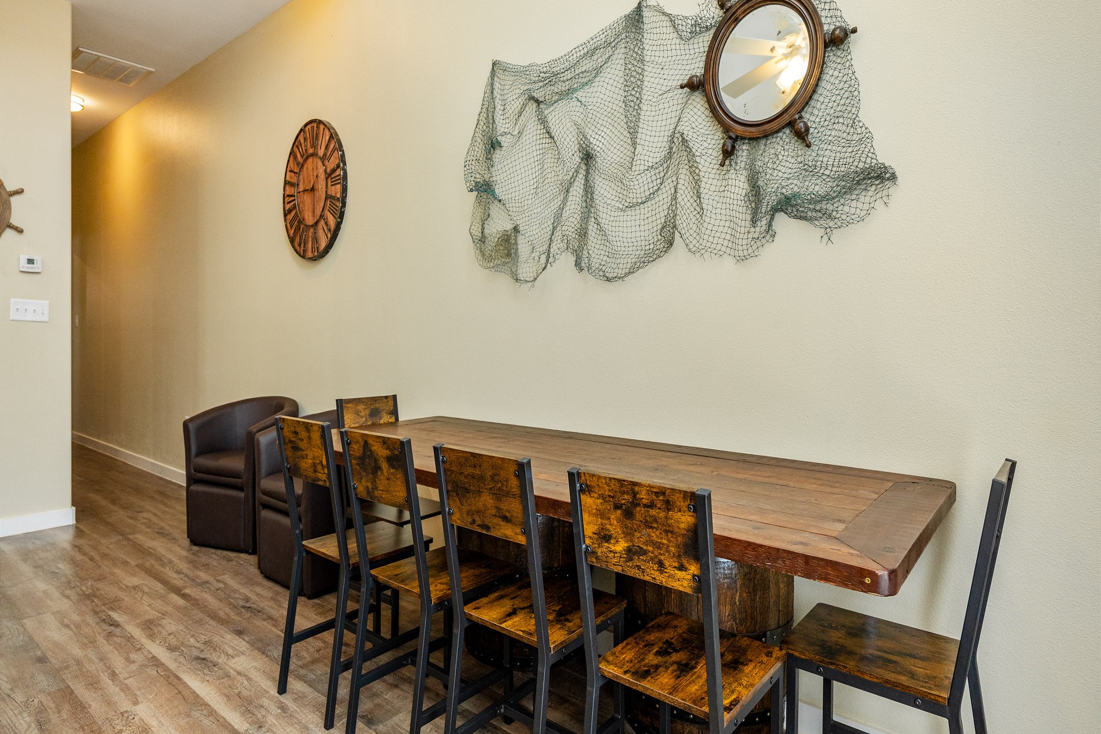 Dining area with seating for six buccaneers 