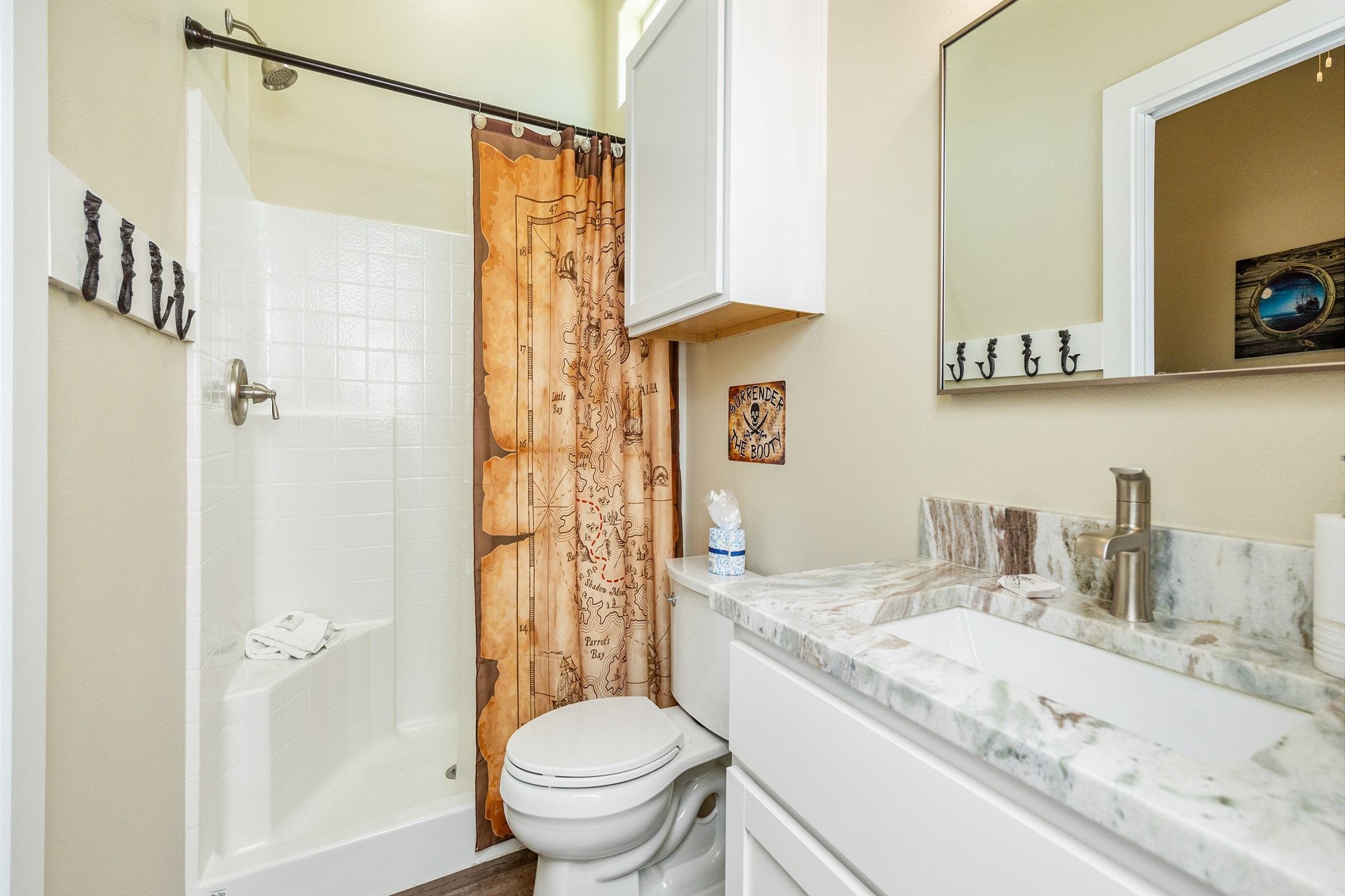 Master bathroom with sink and walk-in shower 