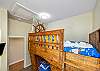 Second guest bedroom with twin over full size pirate ship bunk bed with flat screen TV 