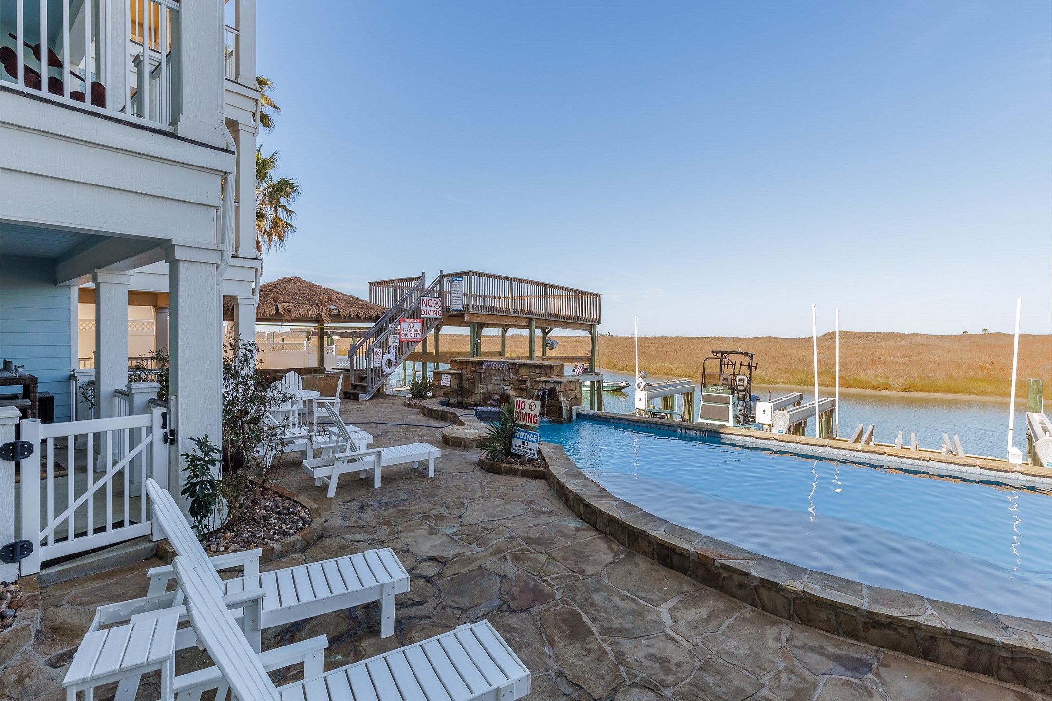 Pool overlooking the canal for beautiful views 