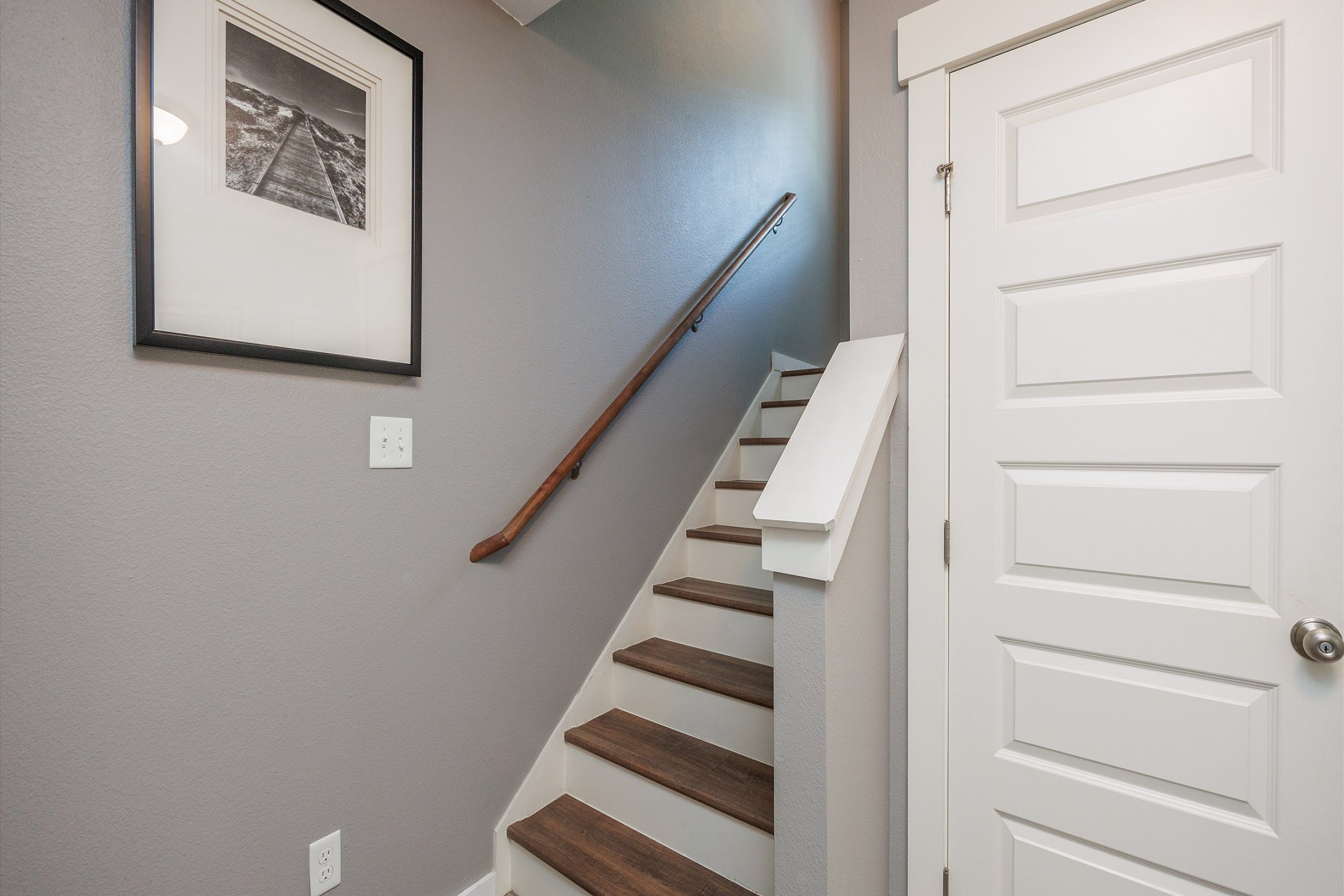 Stairs leading up to bedrooms 
