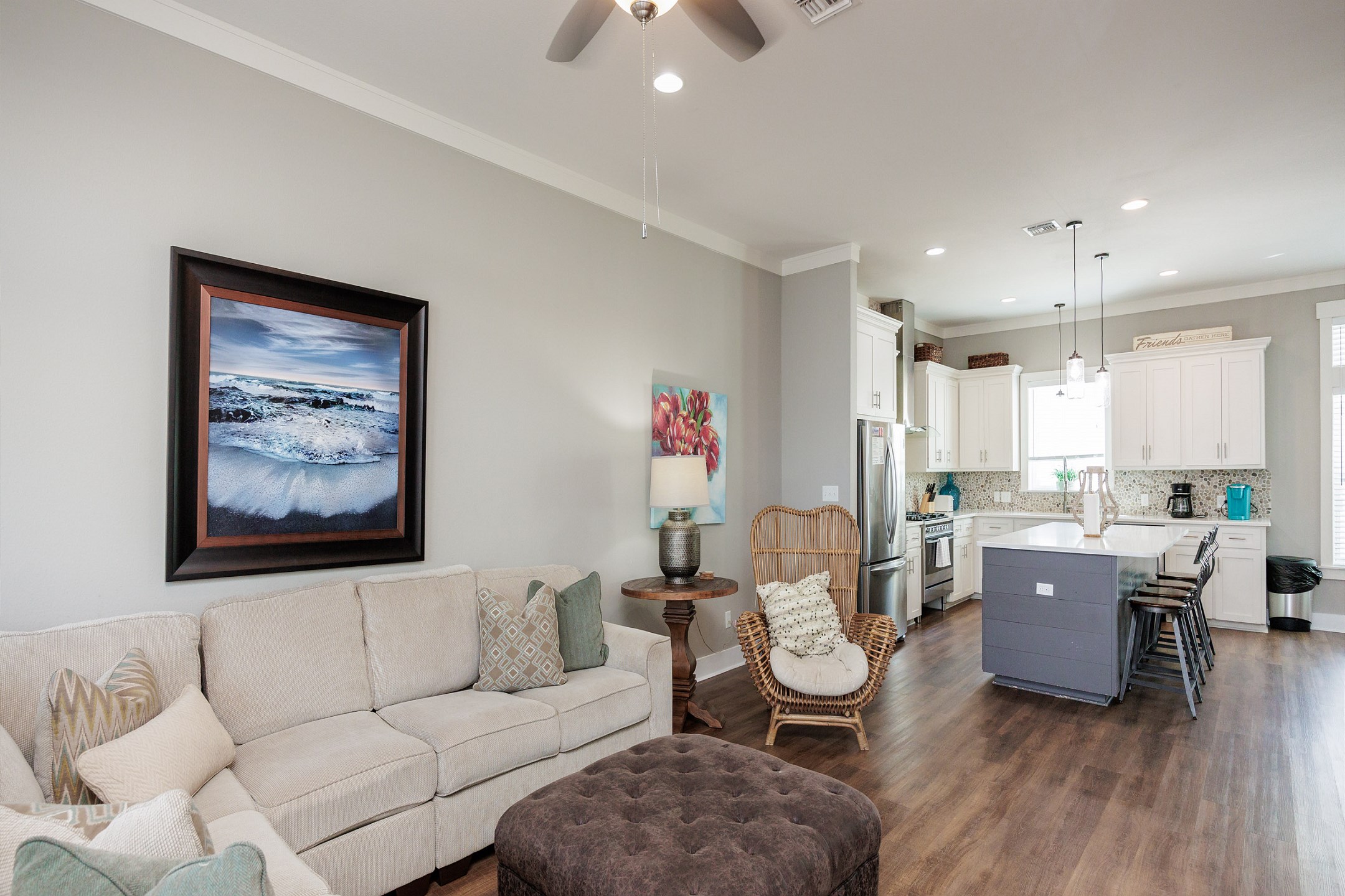 Open-concept living area located on the second floor 