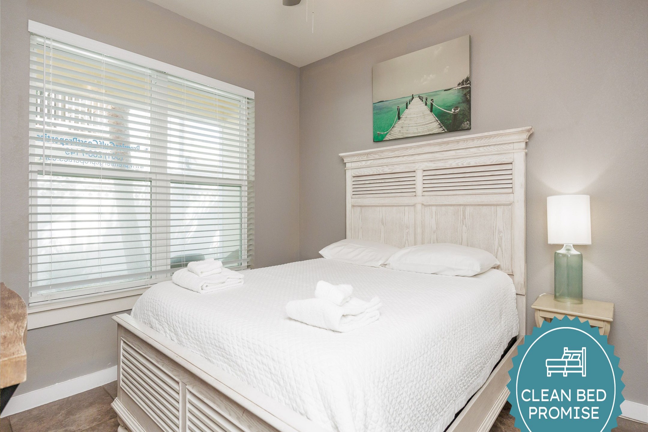 Sleep better at Padre Escapes with our exclusive Clean Bed Promise, providing fresh linens, comforters, and towels washed at high temperatures exceeding CDC recommendations, setting us apart for a truly restful vacation 