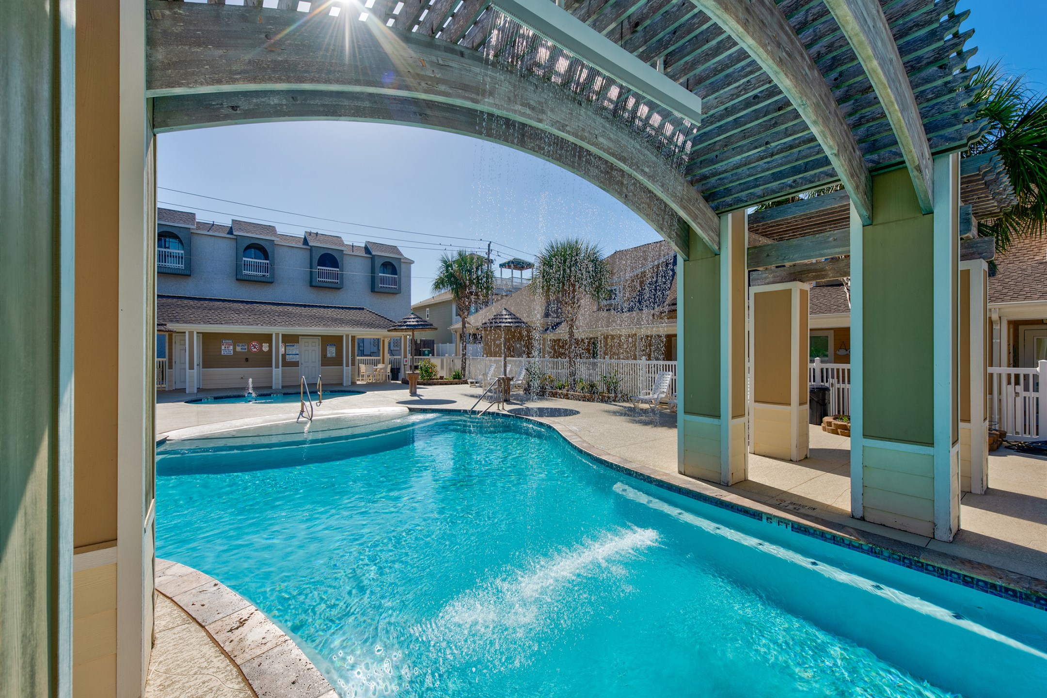 Take a swim and coast under the relaxing waterfall on the sunny days