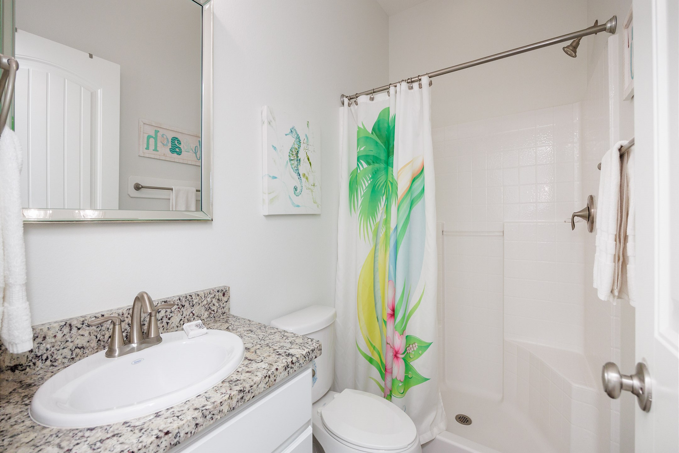 Guest bathroom on the second floor with walk in shower