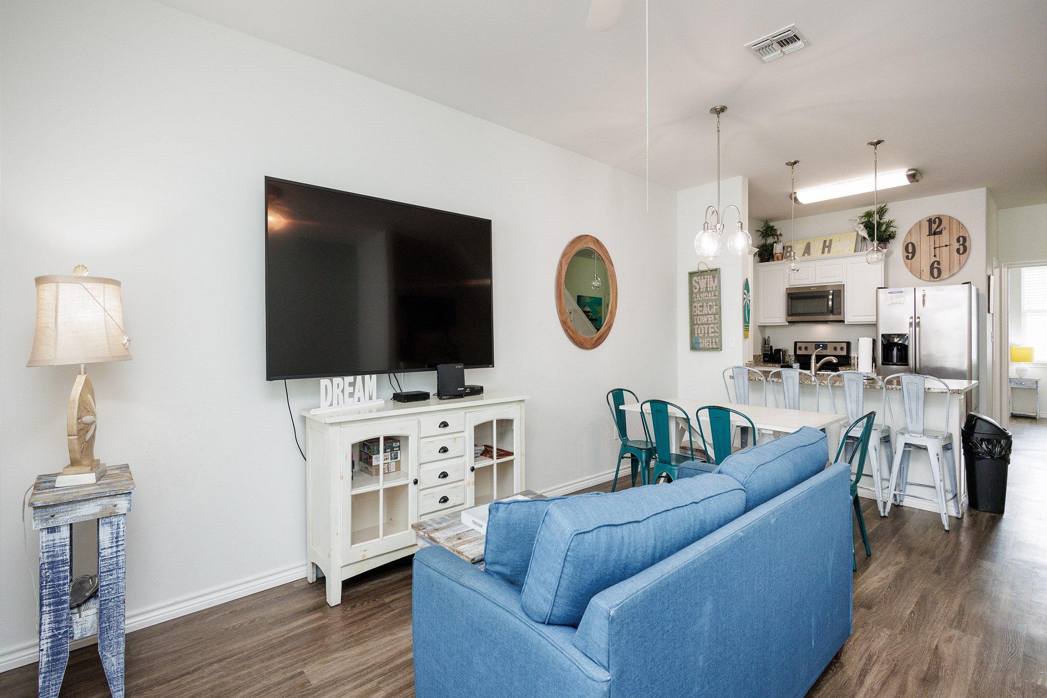 Living area opens into kitchen for a spacious layout