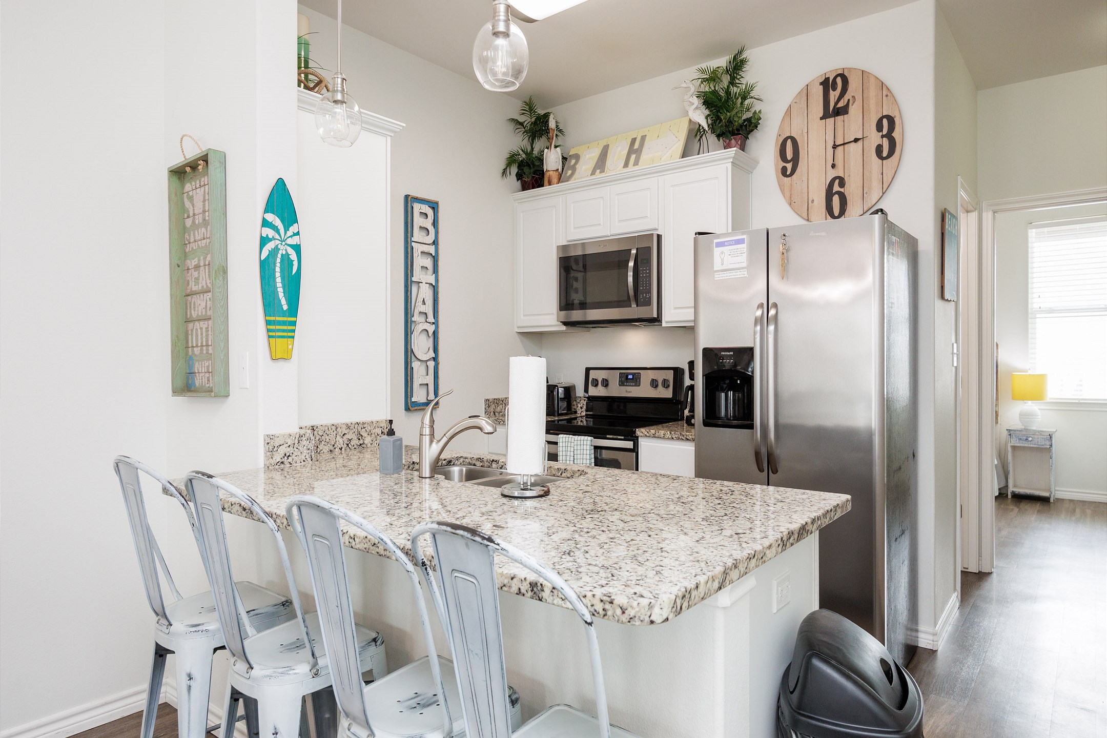 Kitchen with breakfast bar that seats four